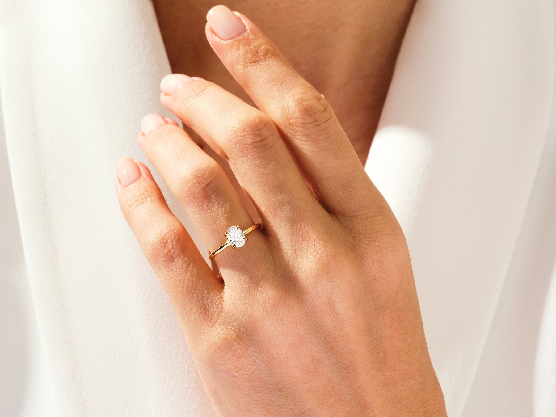 Oval Cut Moissanite Hidden Halo Diamond Engagement Ring For Women