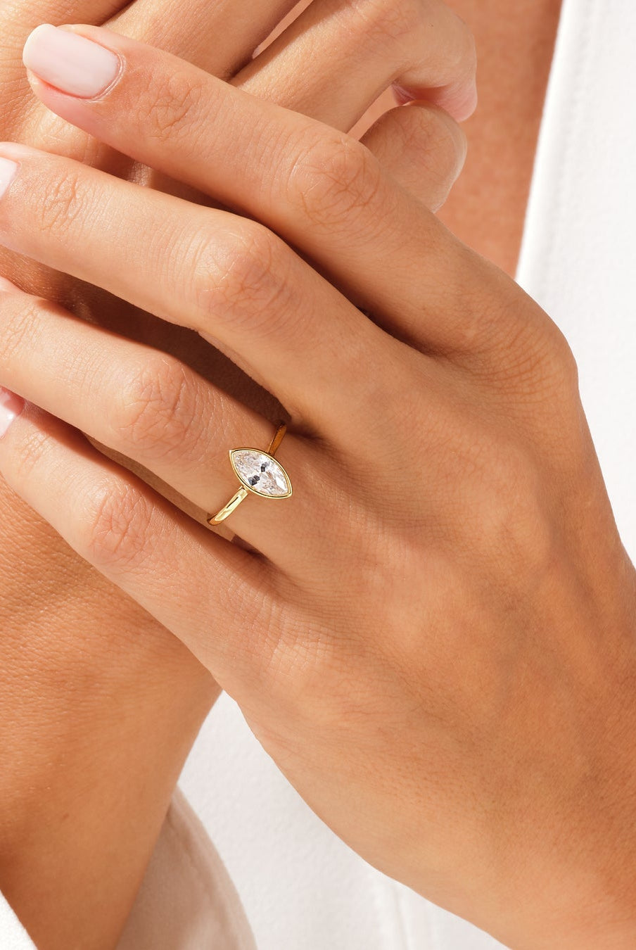 Marquise Cut Moissanite Bezel Set Diamond Engagement Ring For Women
