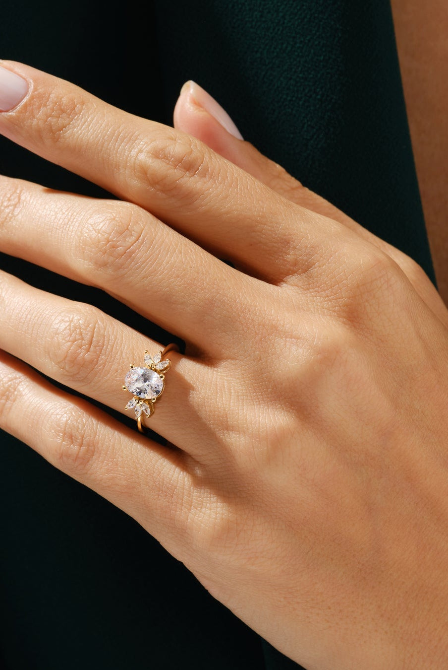 Oval Cut Diamond Cluster Moissanite Engagement Ring For Her