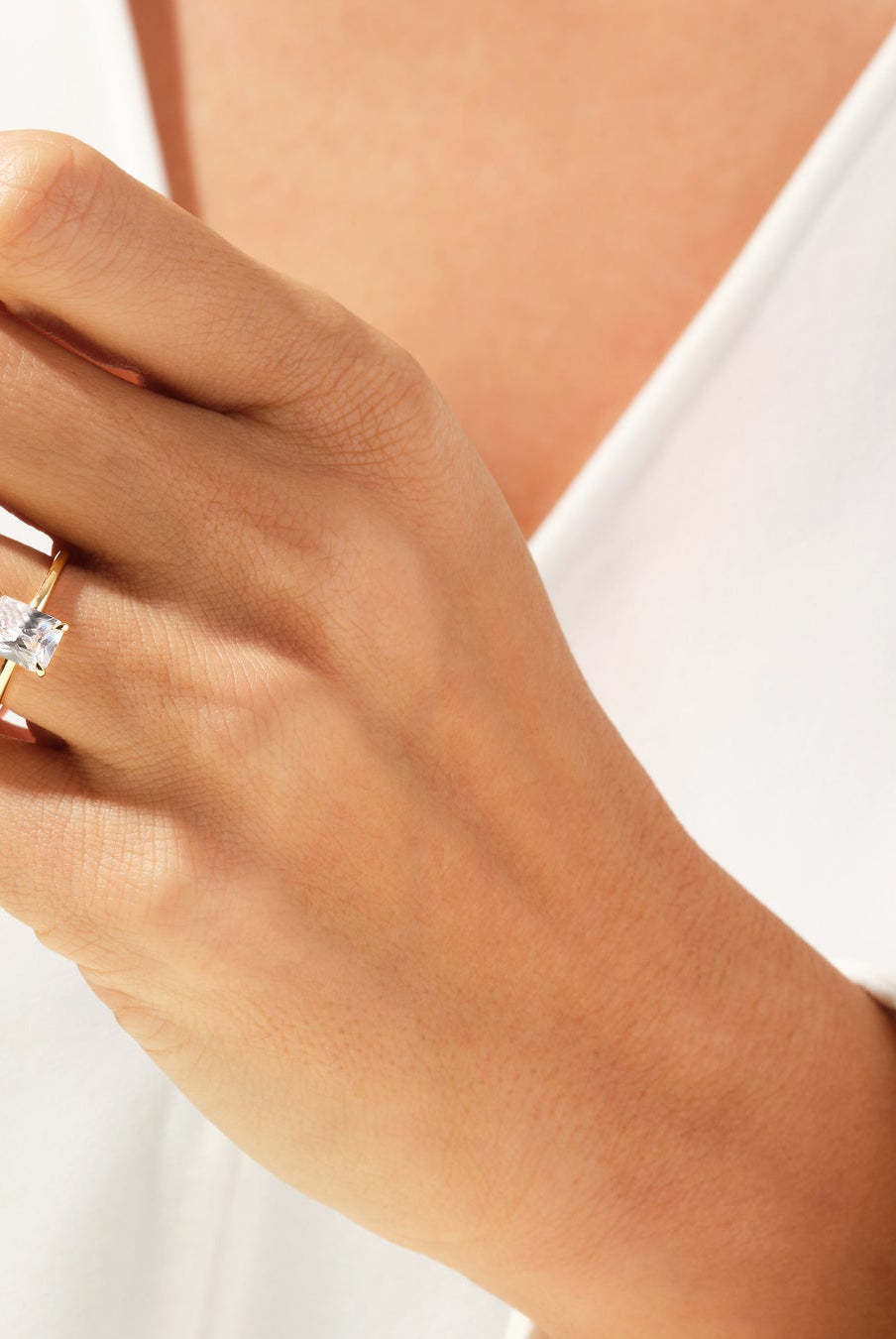 Radiant Cut Moissanite Solitaire Diamond Engagement Ring
