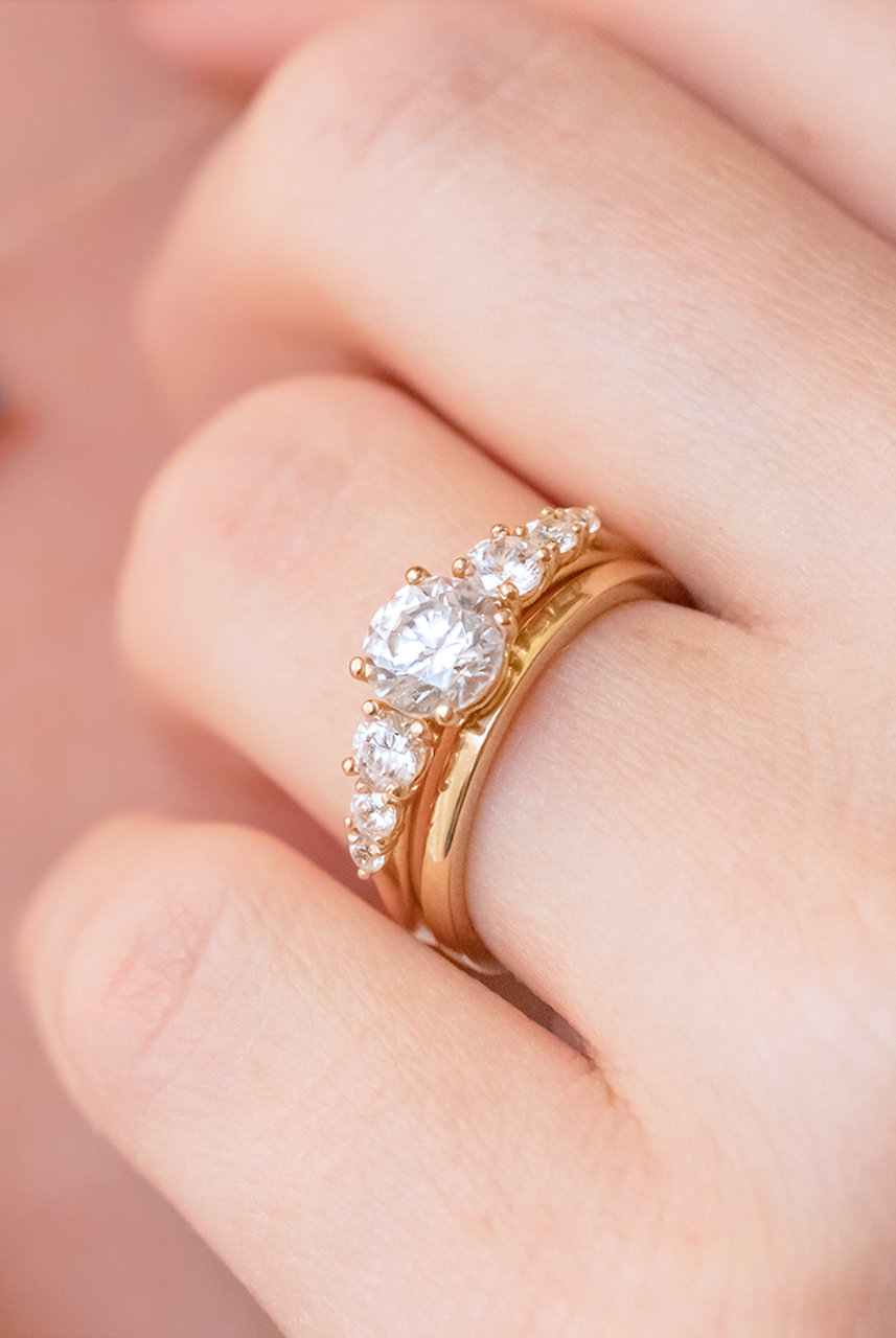 1.45CT Round Seven Stone Moissanite Diamond Solitaire Engagement Ring