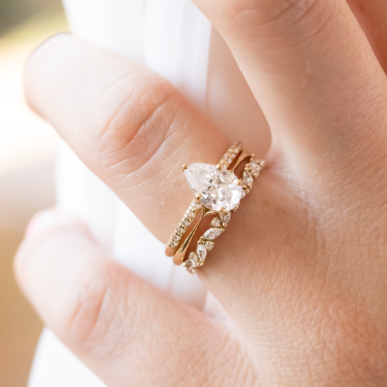 1.33CT Pear Split Shank Moissanite Diamond Solitaire Engagement Ring