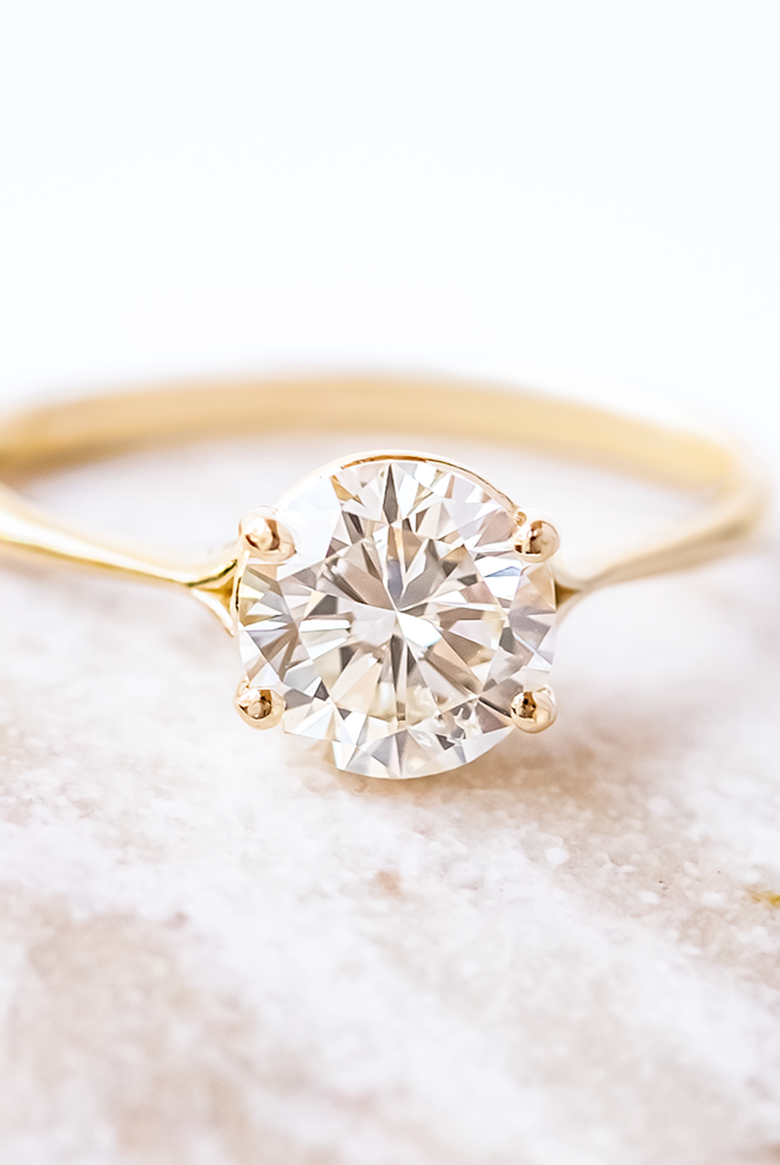 1.20CT Round Split Shank Moissanite Diamond Solitaire Engagement Ring