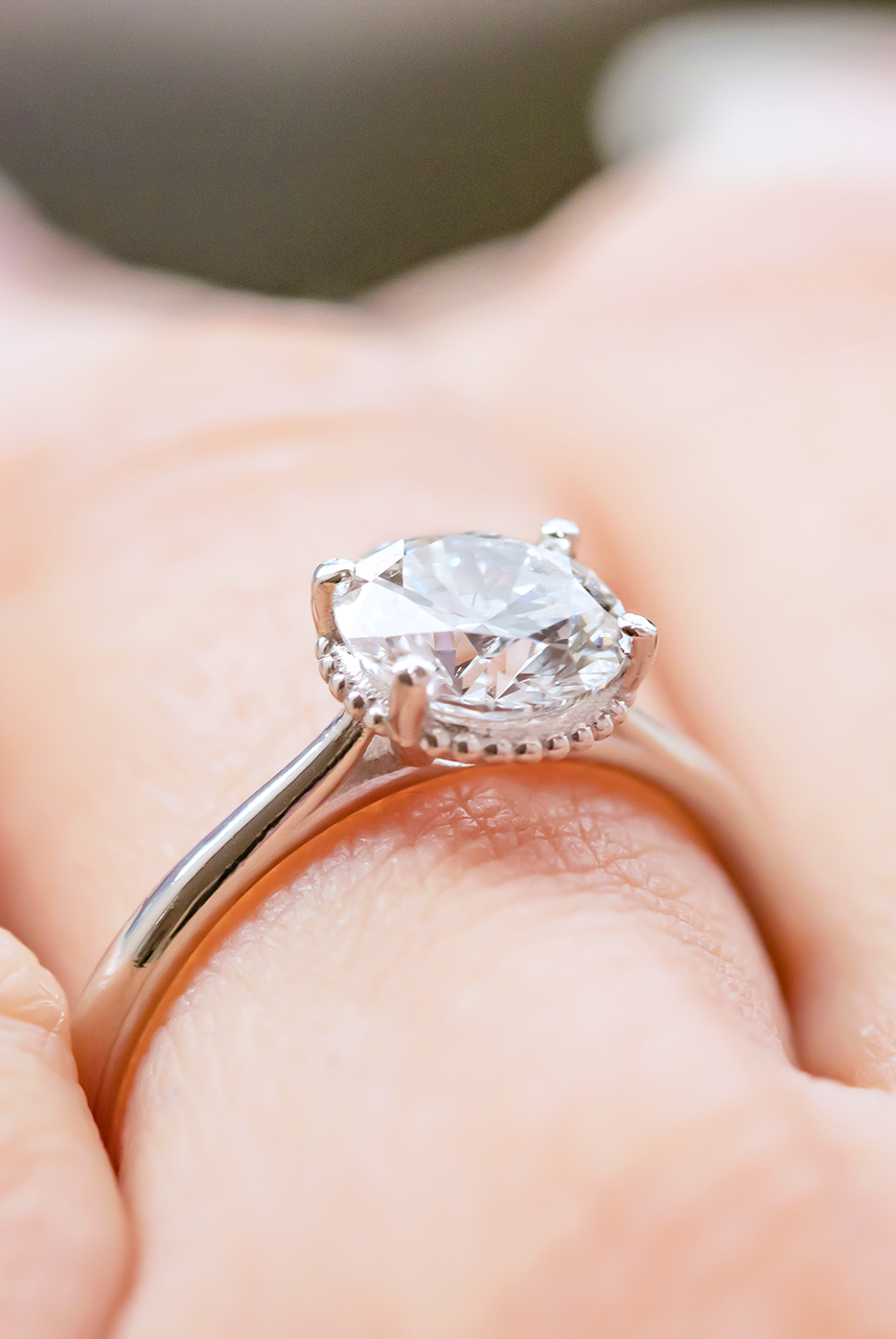 1.0CT Cathedral Set Round Moissanite Diamond Unique Solitaire Engagement Ring