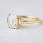 1.60CT Emerald Cut Five Stone Moissanite Diamond Solitaire Engagement Ring