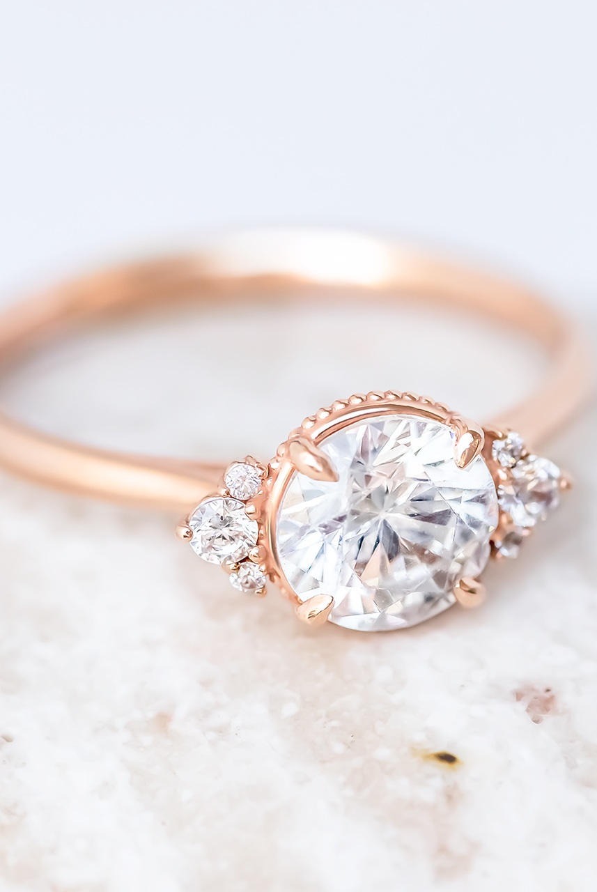 1.20CT Round Vintage Moissanite Diamond Cluster Engagement Ring