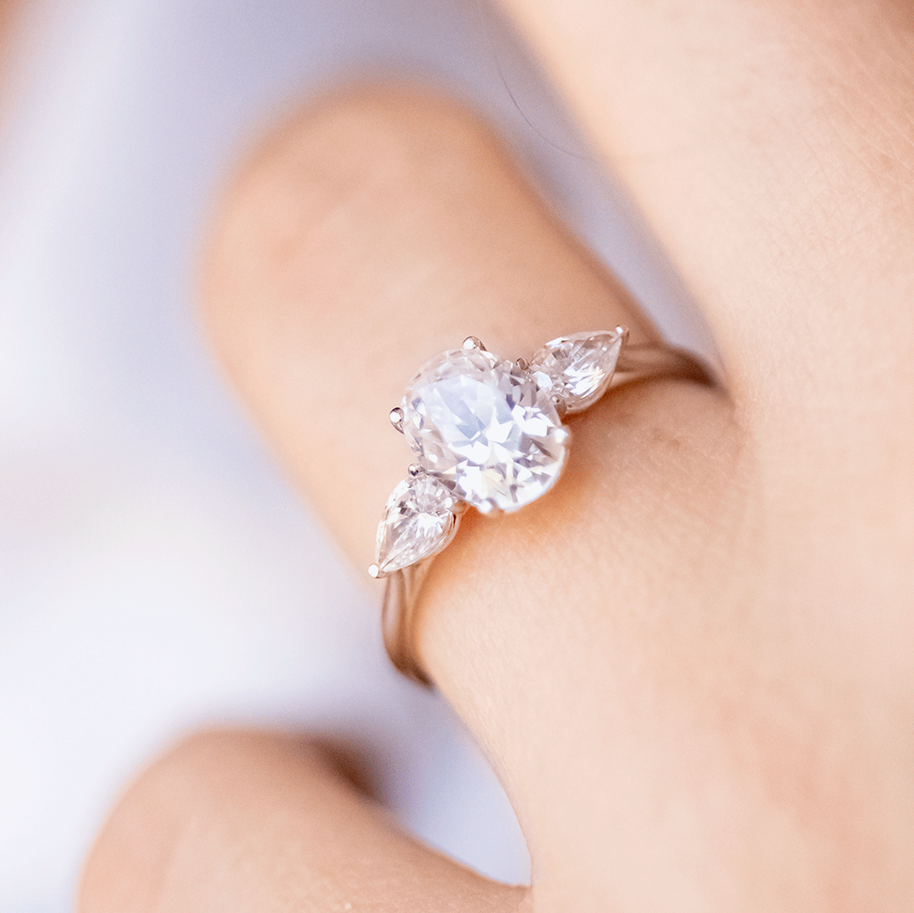 1.33CT Oval Three Stone Moissanite Diamond Solitaire Engagement Ring For Her