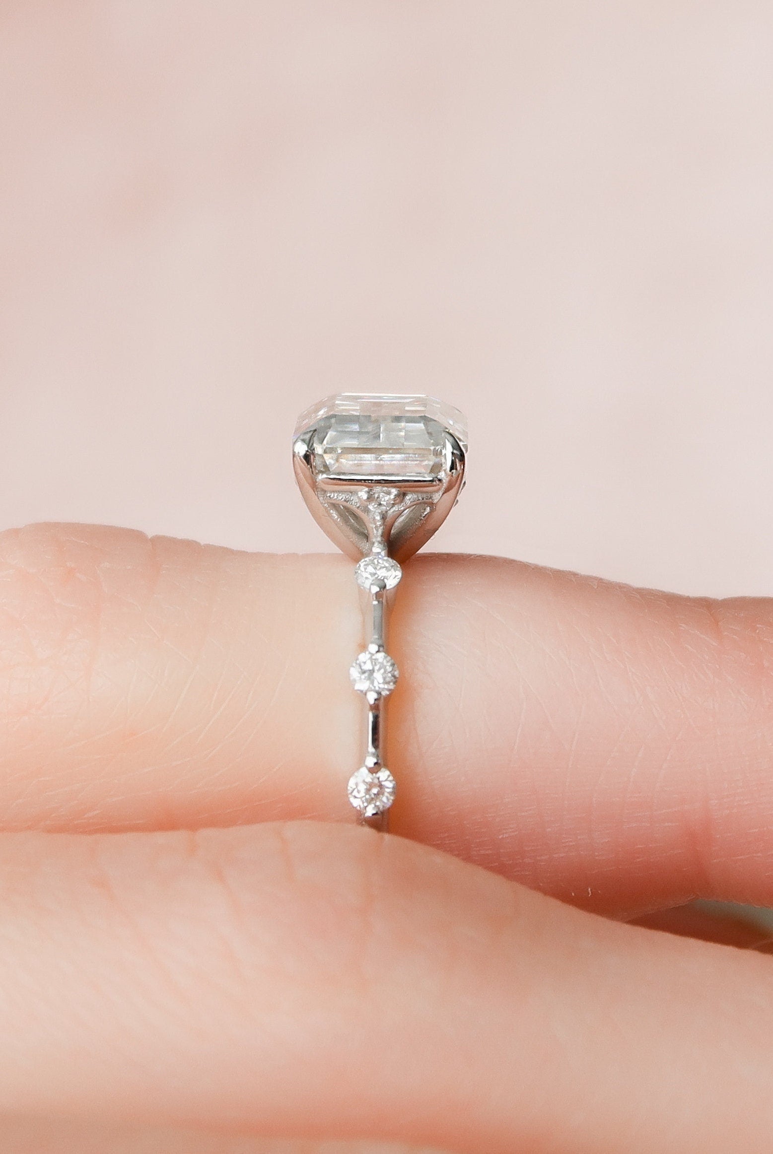 3 Carat Emerald Moissanite Ring