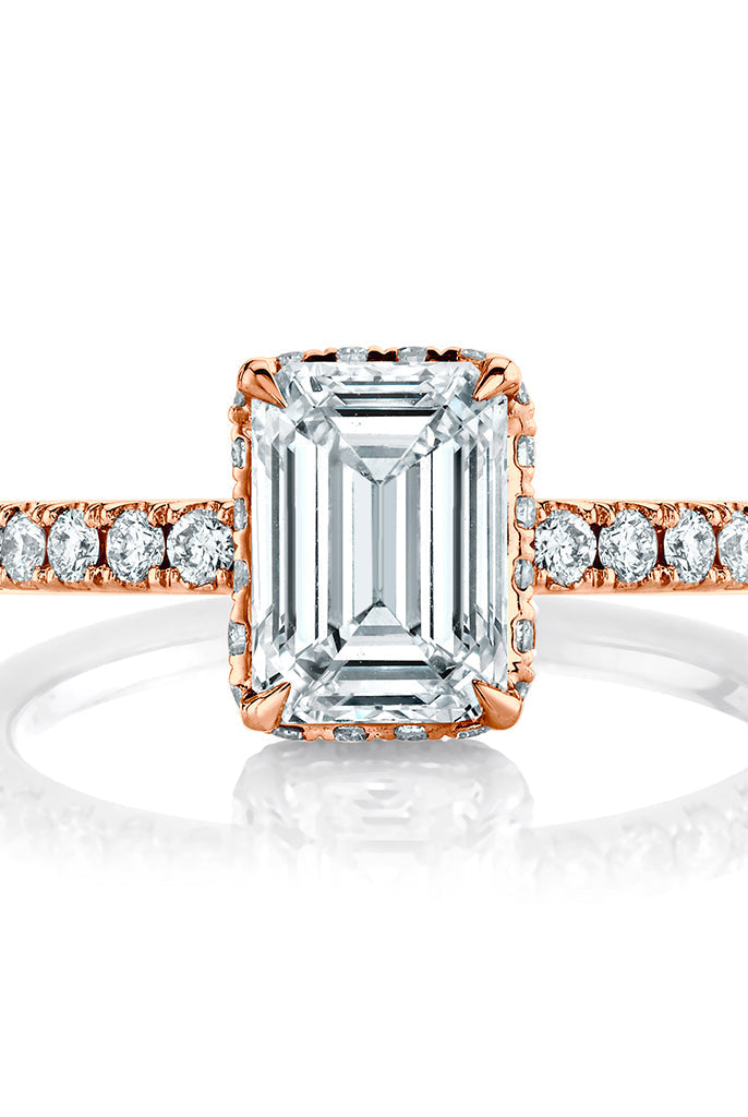Emerald Cut Hidden Halo Ring