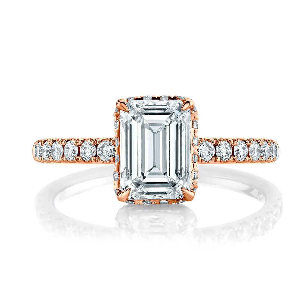Emerald Cut Hidden Halo Ring