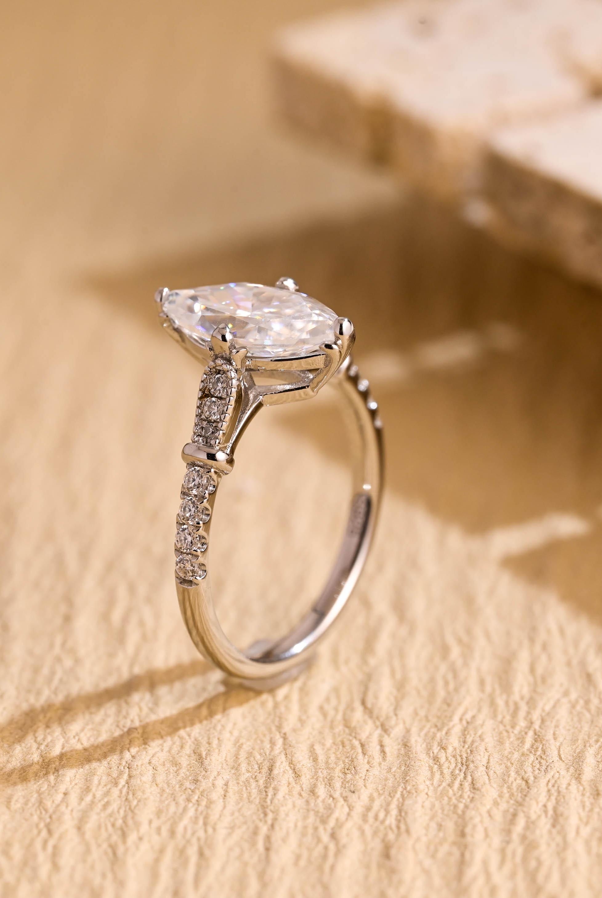 White Gold Marquise Moissanite Ring