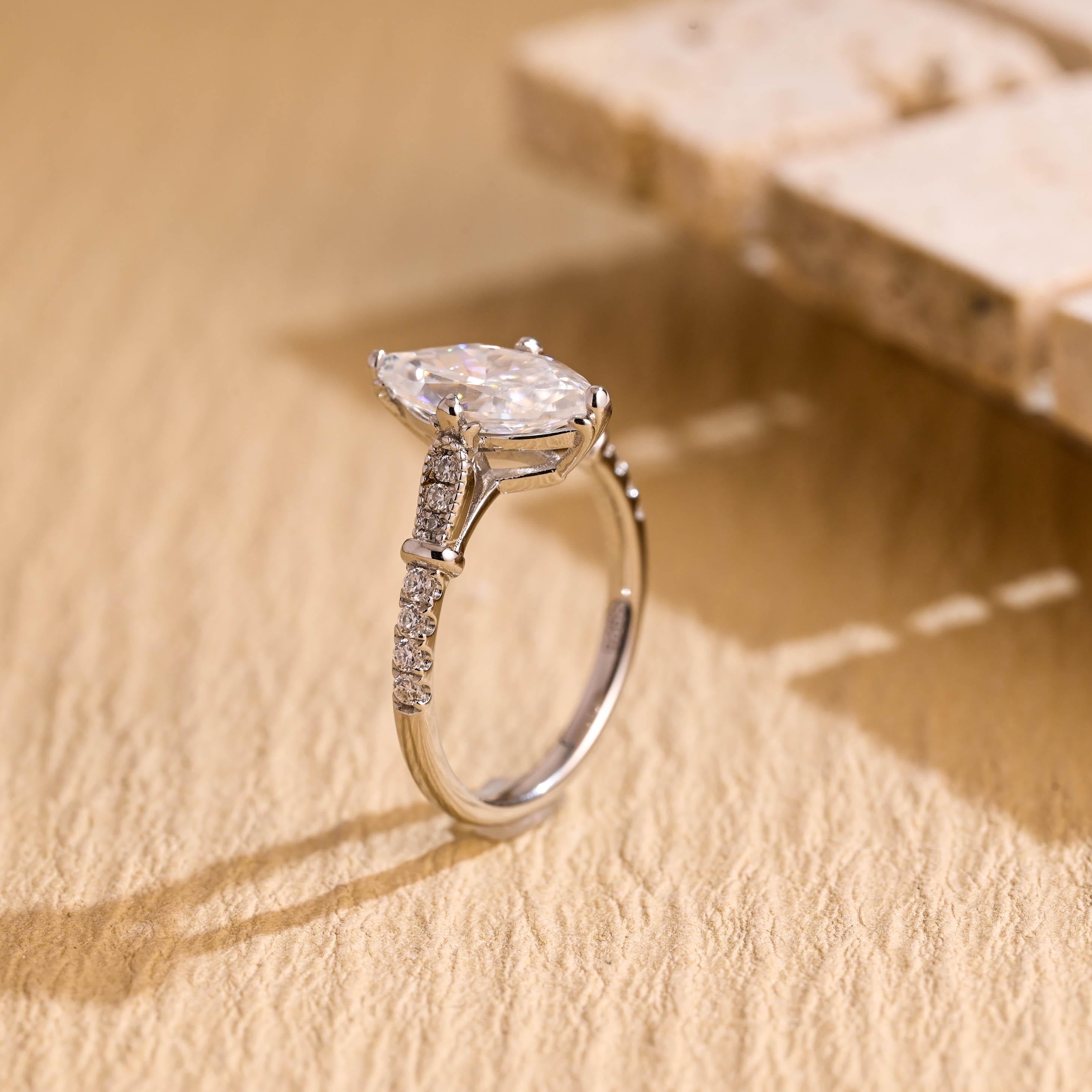 White Gold Marquise Moissanite Ring