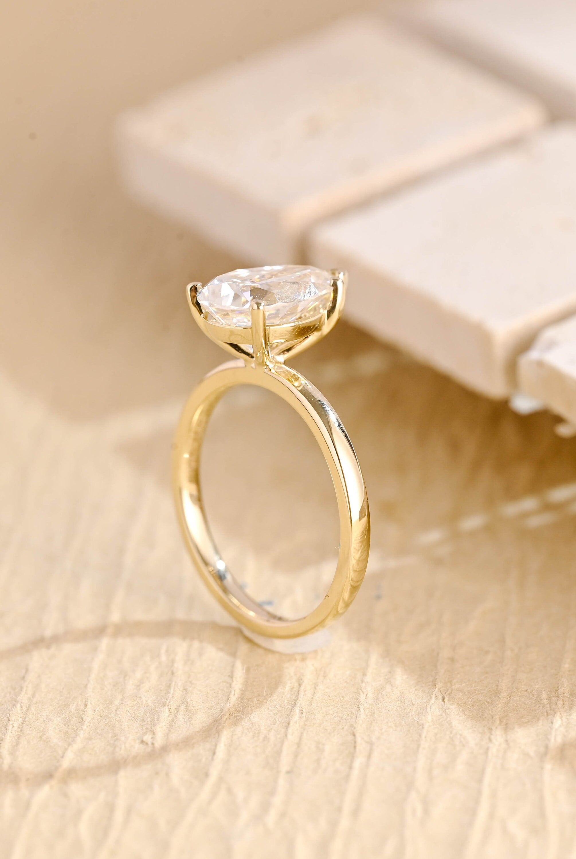 bridal pear cut solitaire ring lab created