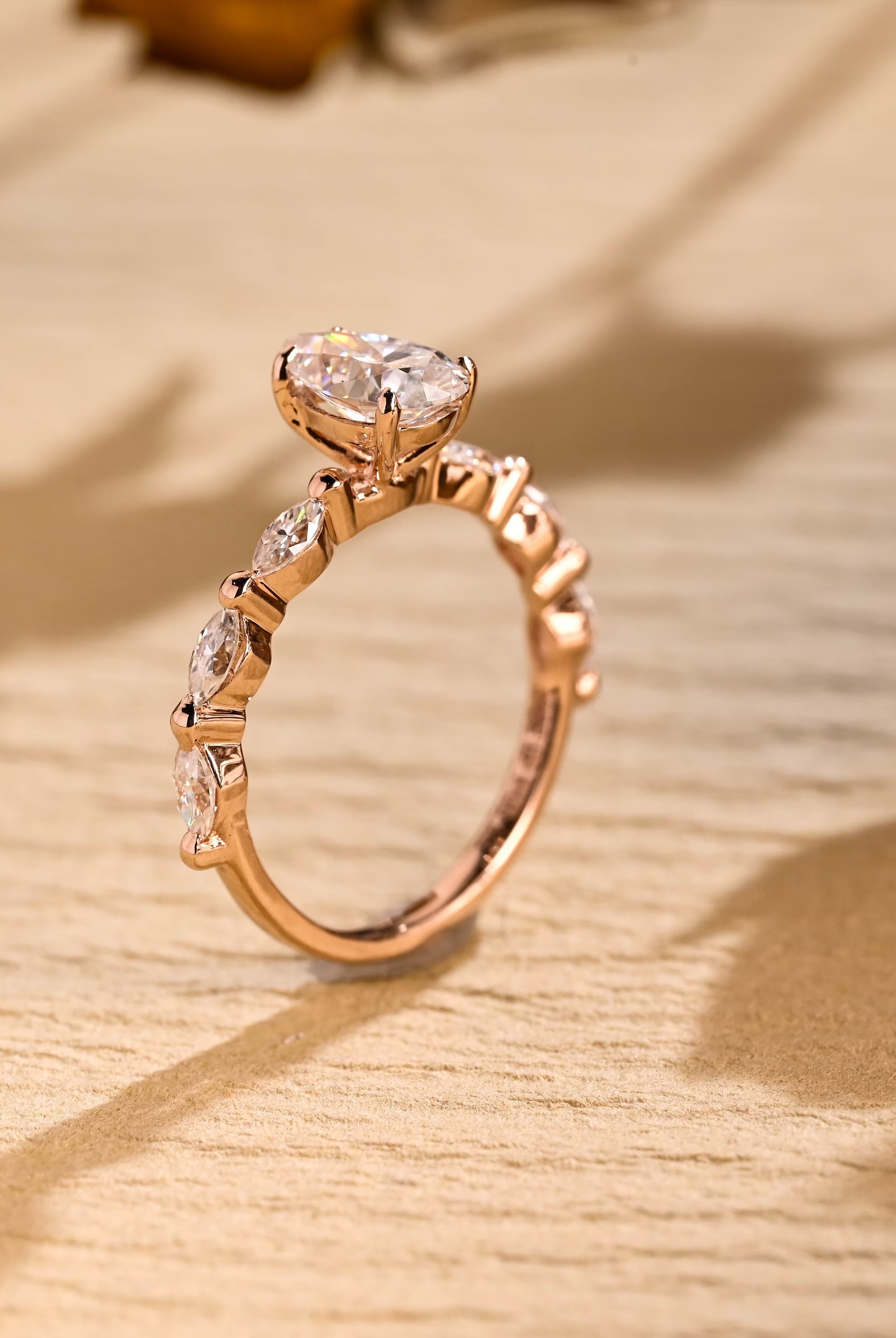 sustainable pear pavé engagement ring moissanite 96