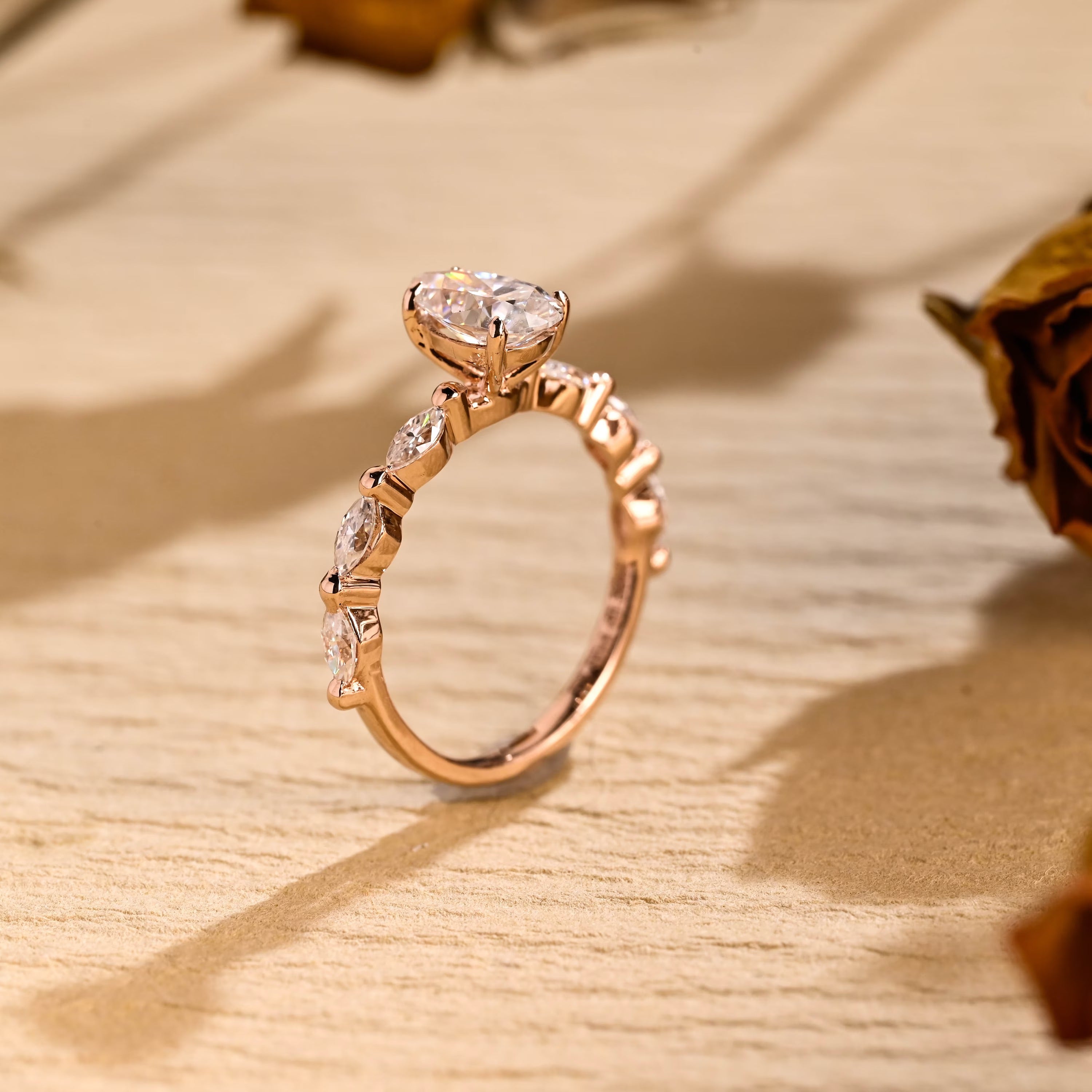 sustainable pear pavé engagement ring moissanite 96