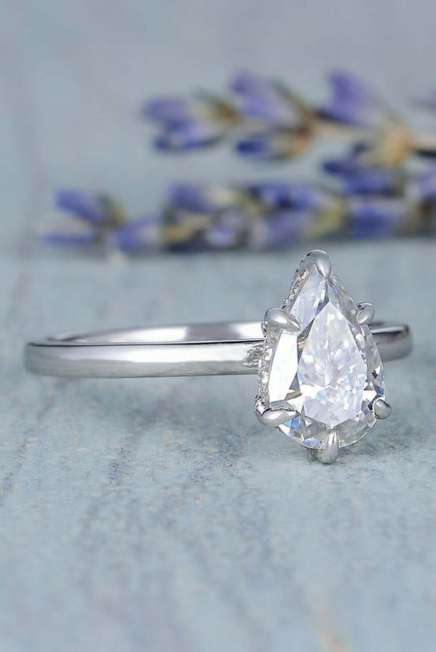 Pear Hidden Halo Ring