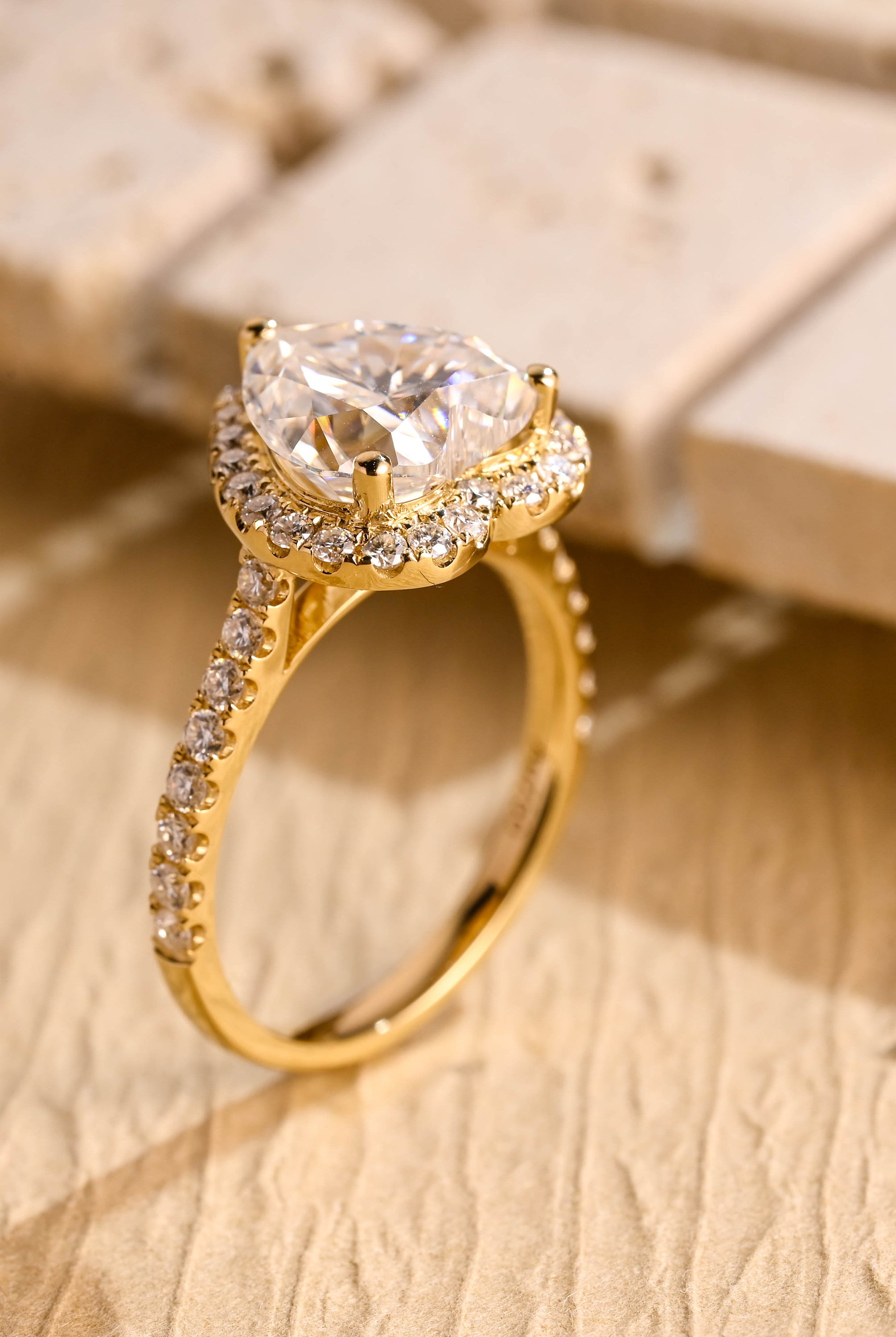 White Gold Heart Moissanite Ring