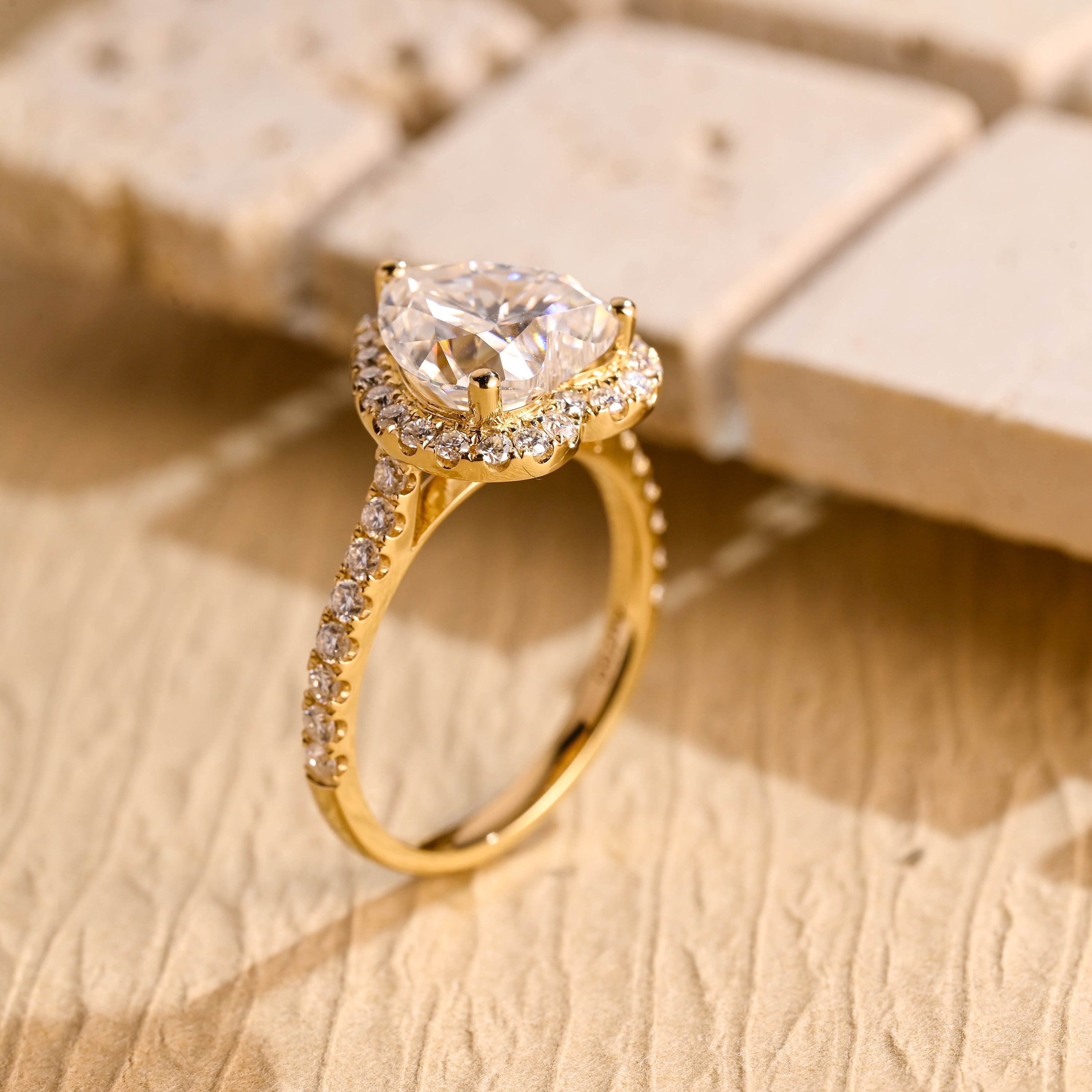 White Gold Heart Moissanite Ring