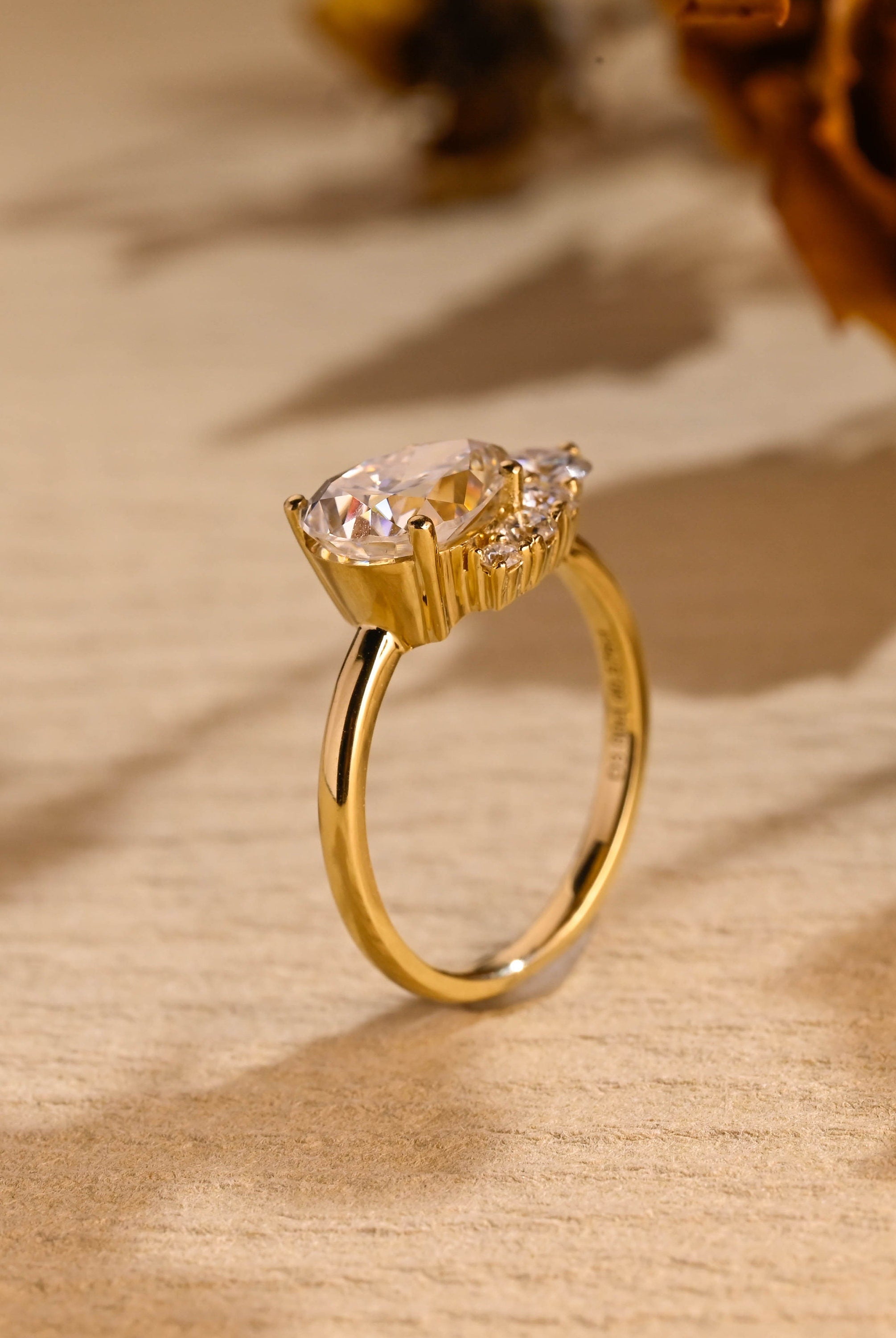 elegant pear cut engagement ring moissanite