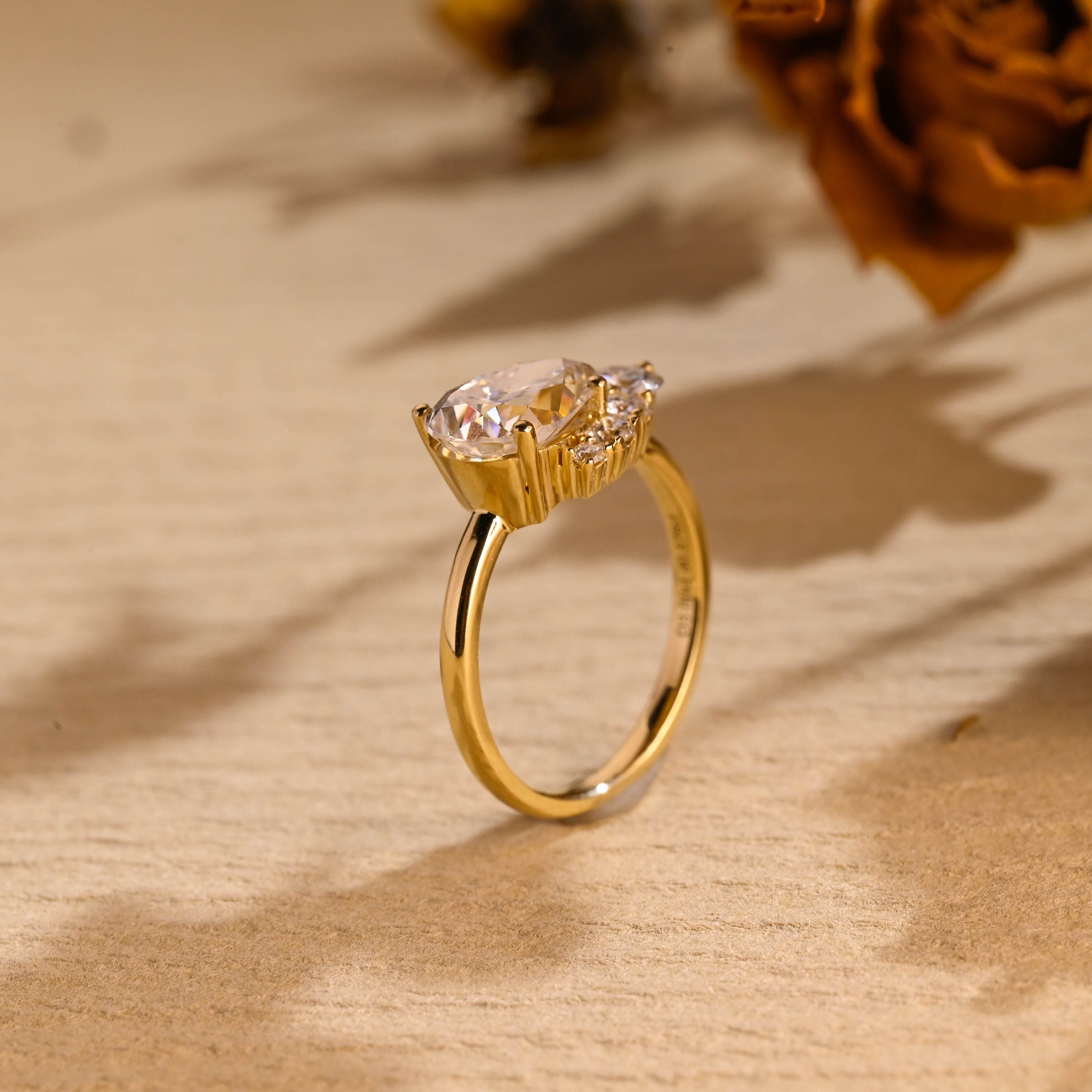 elegant pear cut engagement ring moissanite