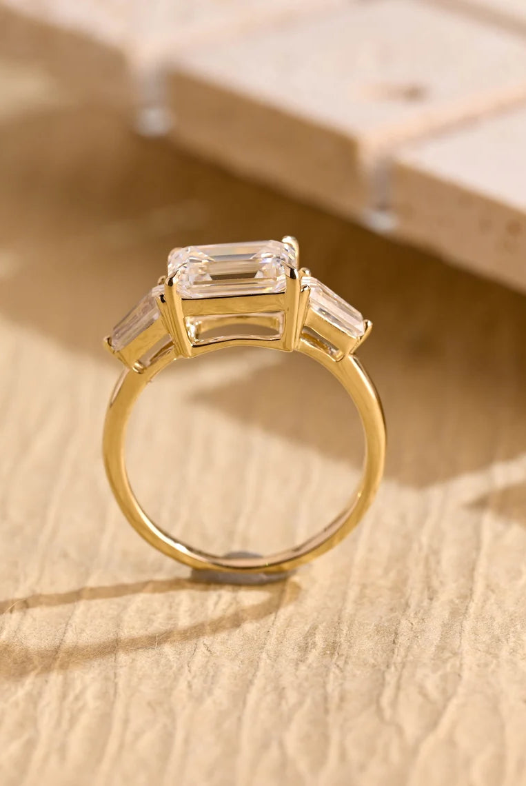Diamond Three Stone Moissanite Ring