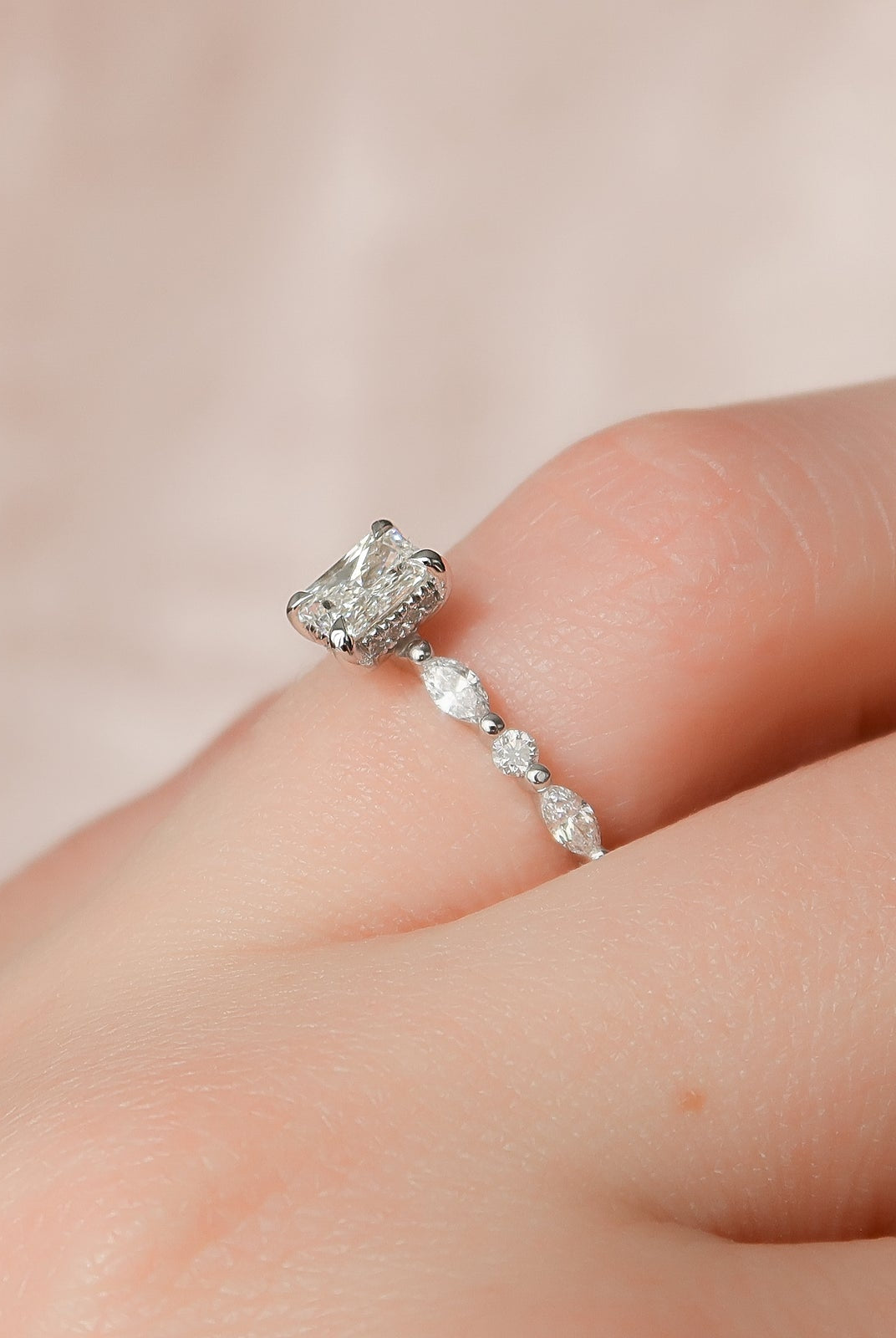 Moissanite Hidden Halo Ring