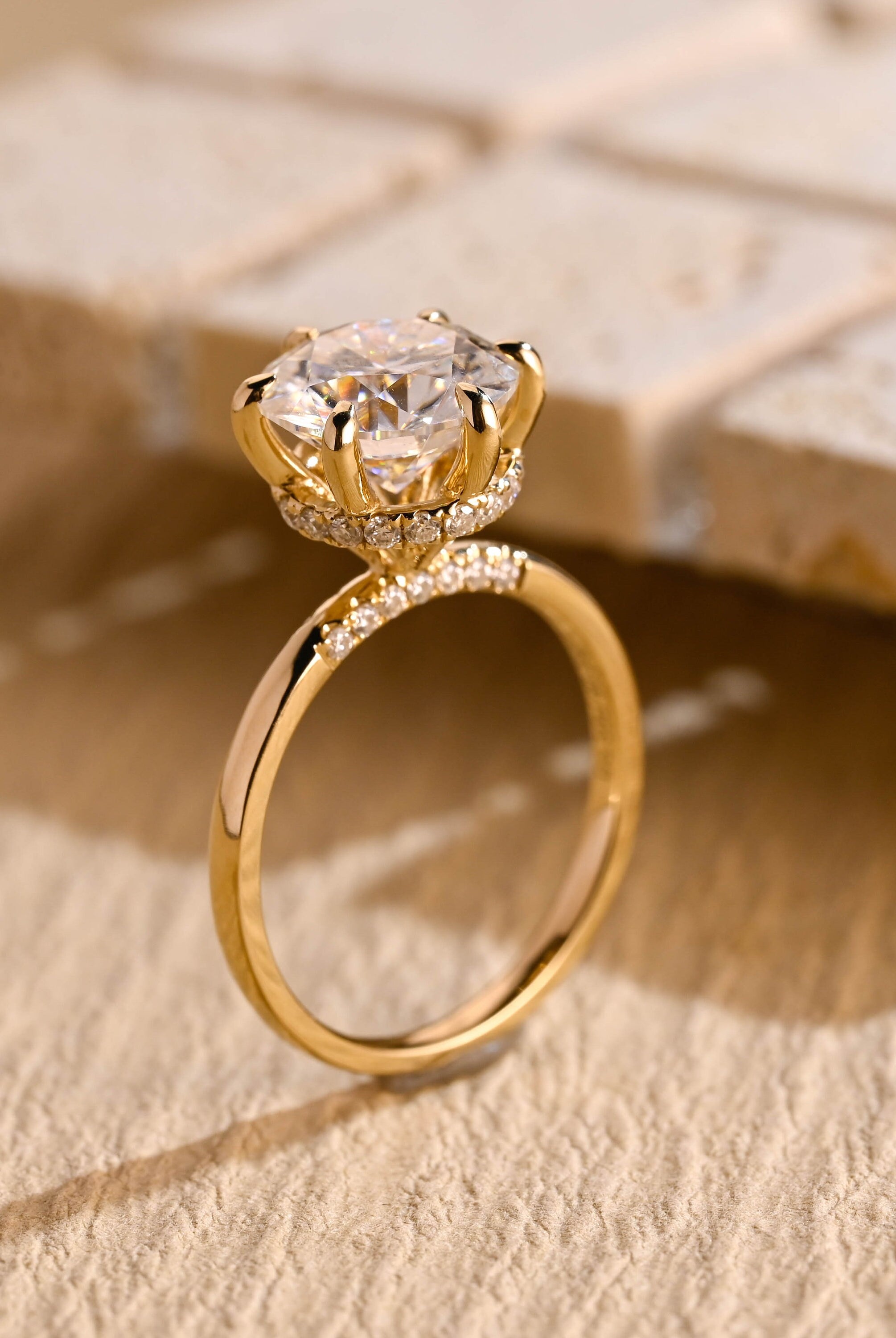Hidden Halo Solitaire Ring