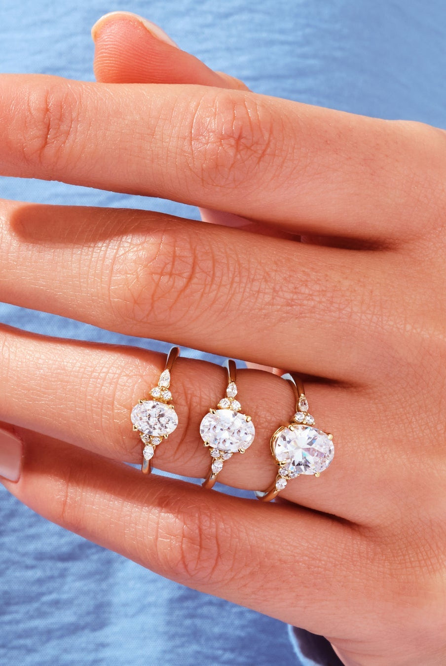 Oval Cut Diamond Cluster Moissanite Engagement Ring For Her