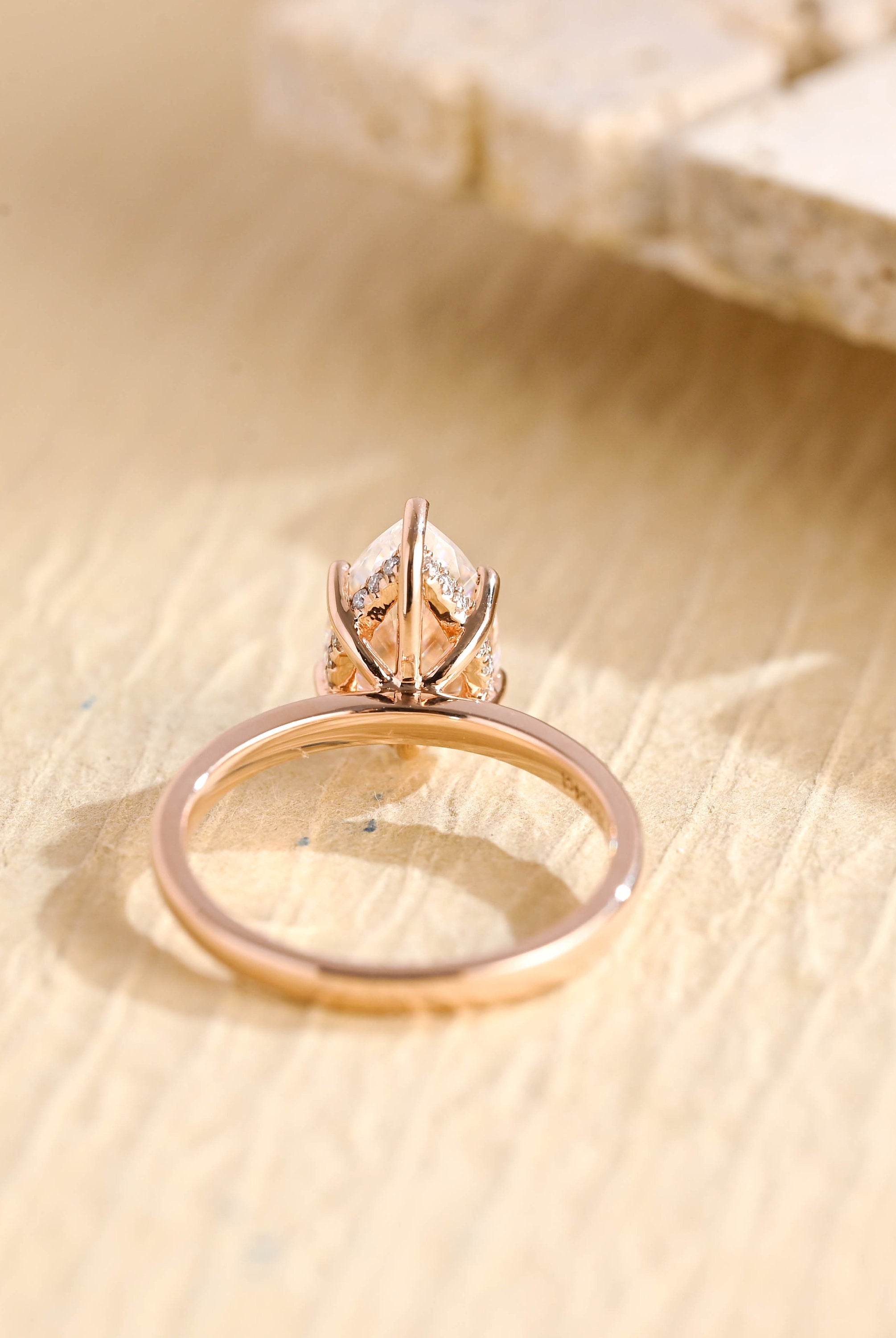 lab grown pear cluster engagement ring