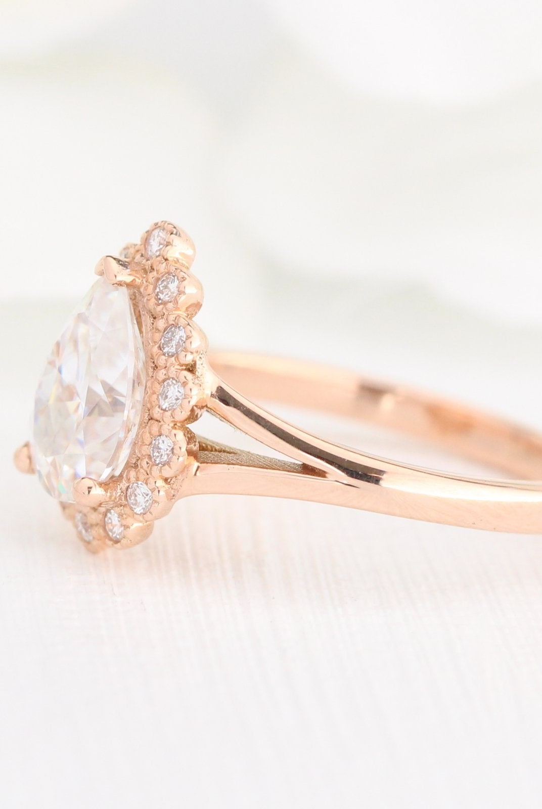 Pear Cut Diamond Halo Ring