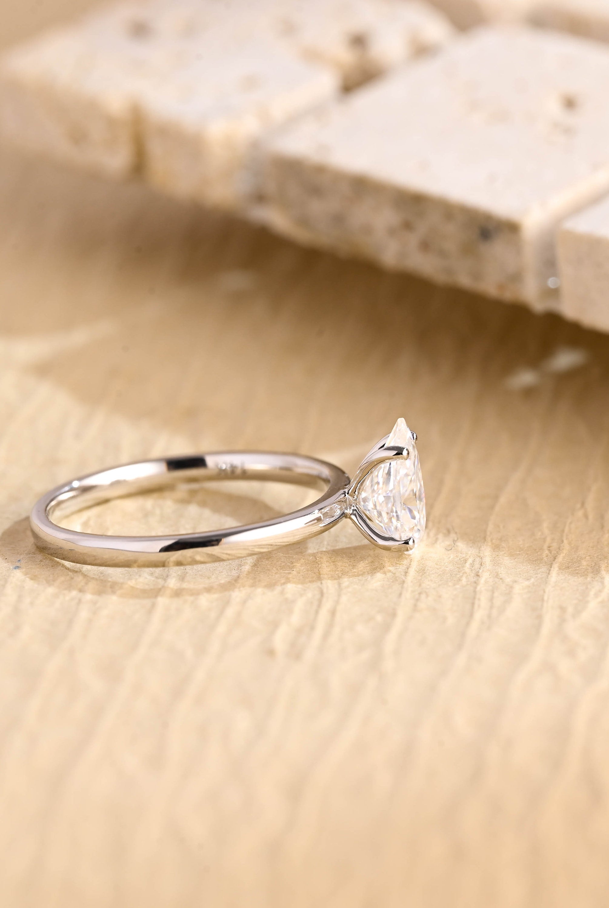 1ct pear cut engagement ring moissanite solitaire