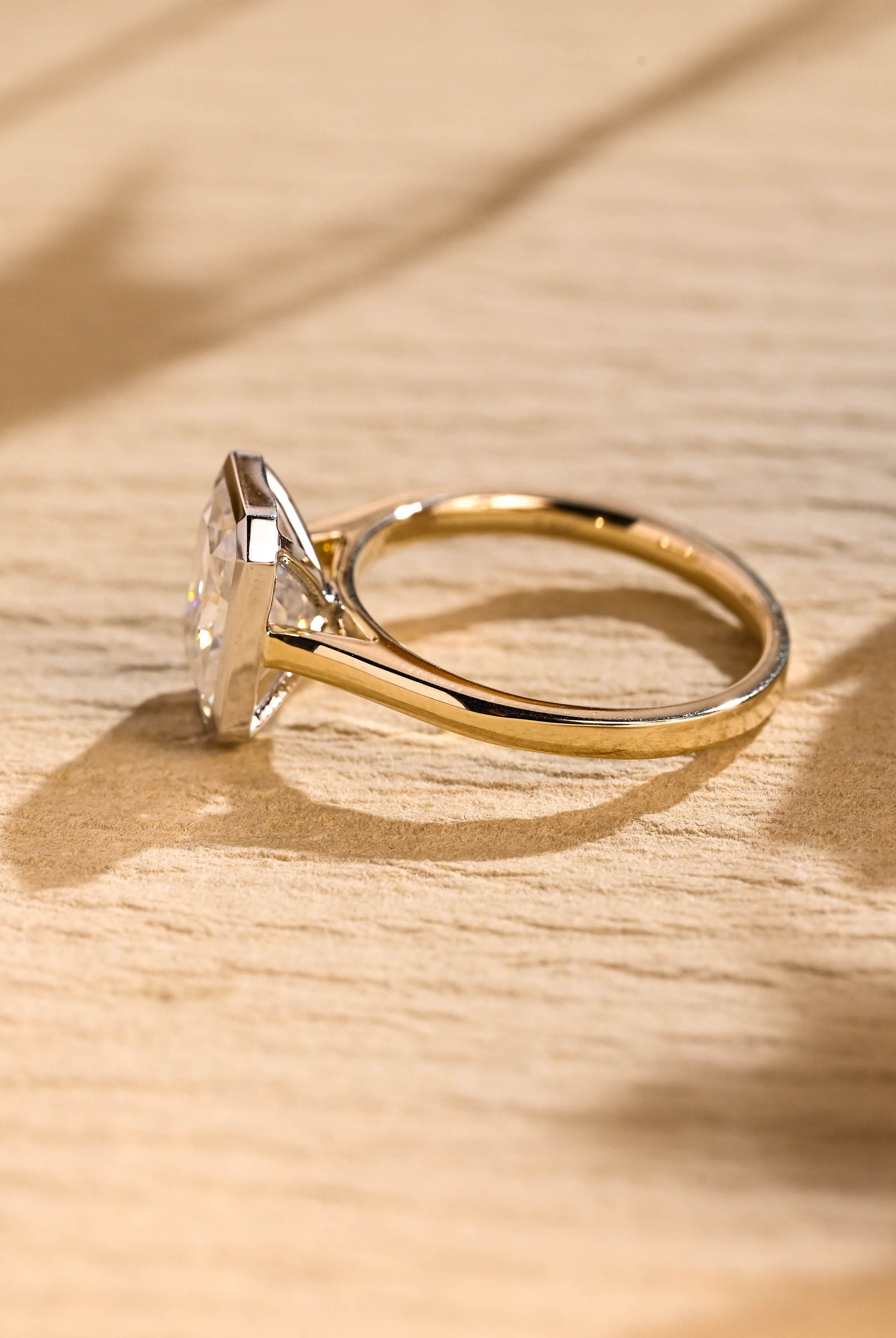 1ct moissanite bezel engagement ring radiant cut