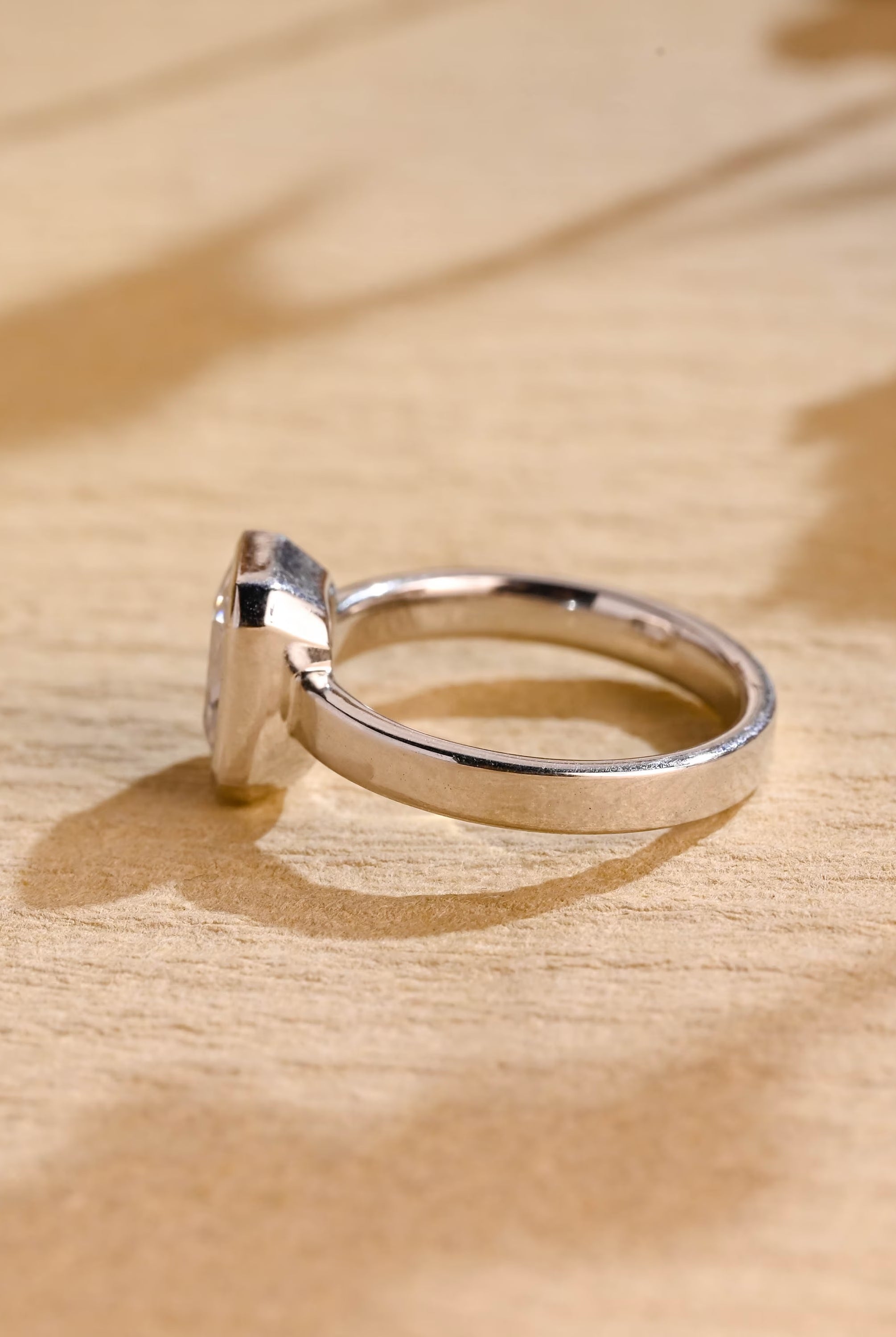 1ct moissanite bezel engagement ring radiant cut