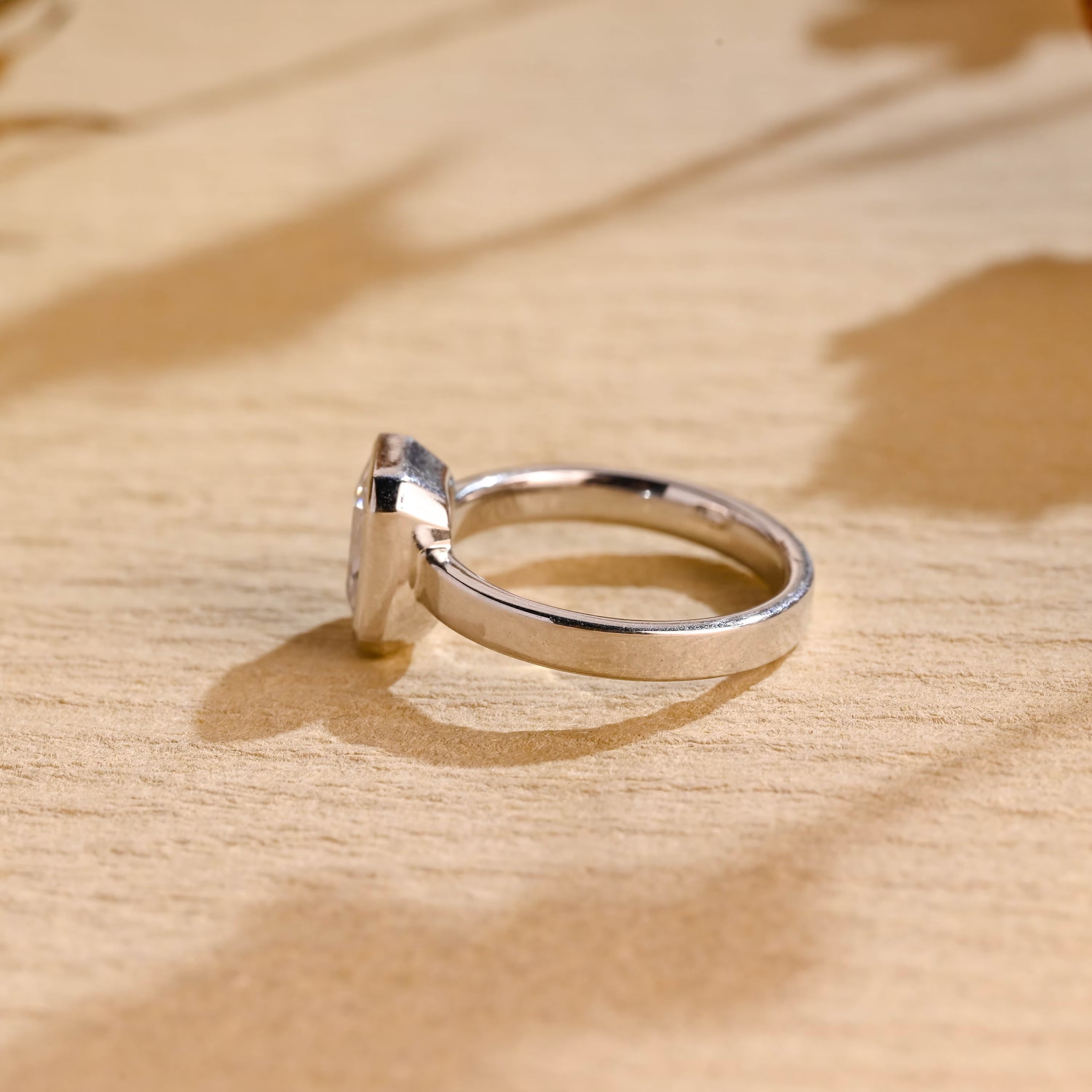 1ct moissanite bezel engagement ring radiant cut