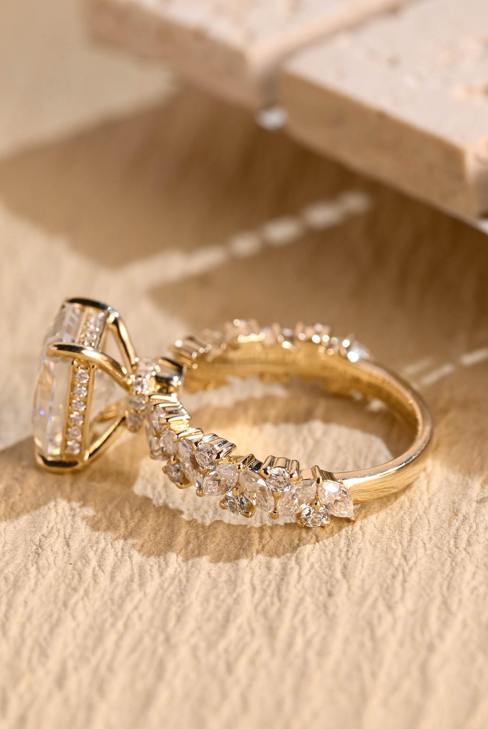 1ct moissanite engagement ring cluster setting