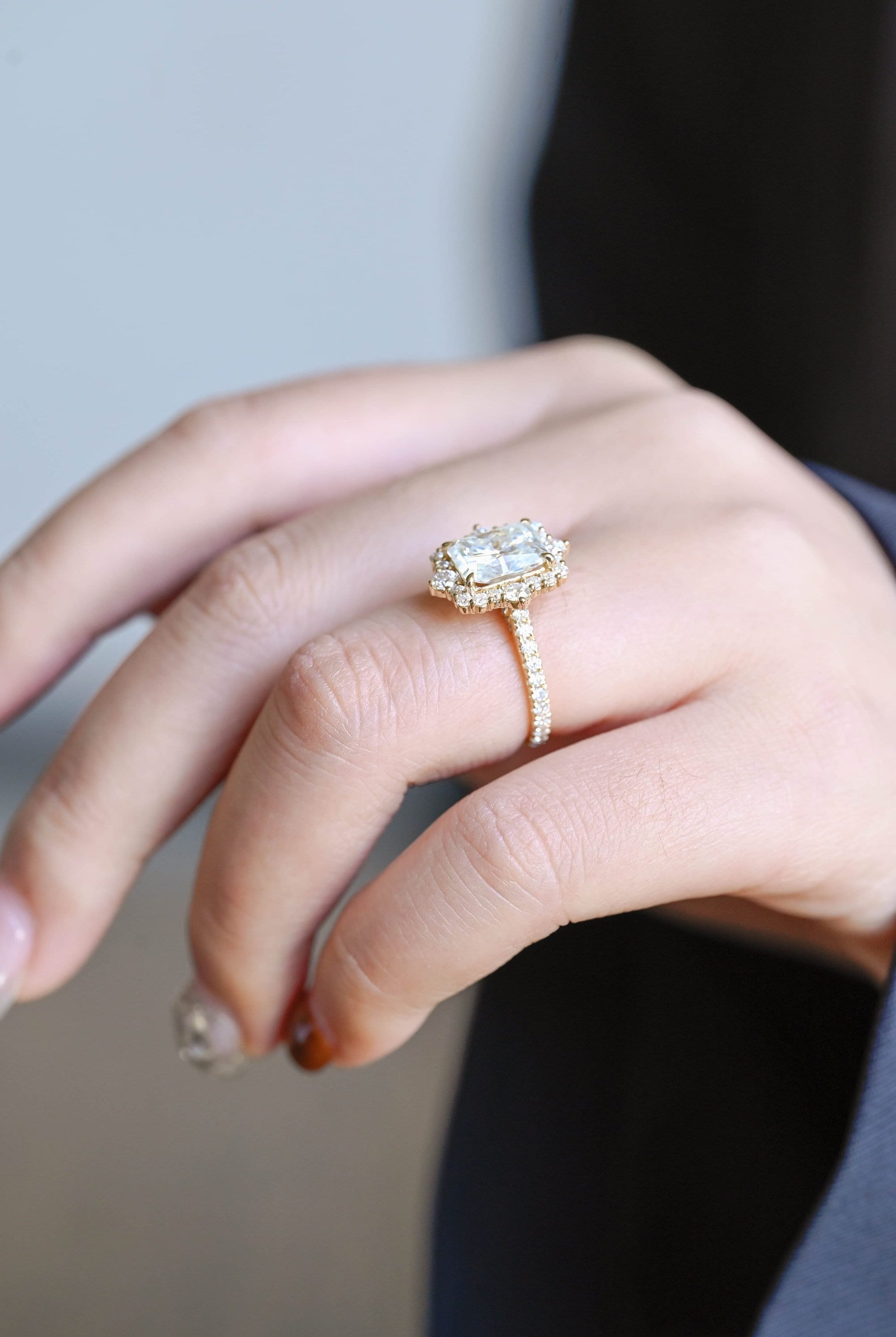 bridal cluster moissanite engagement ring 1ct