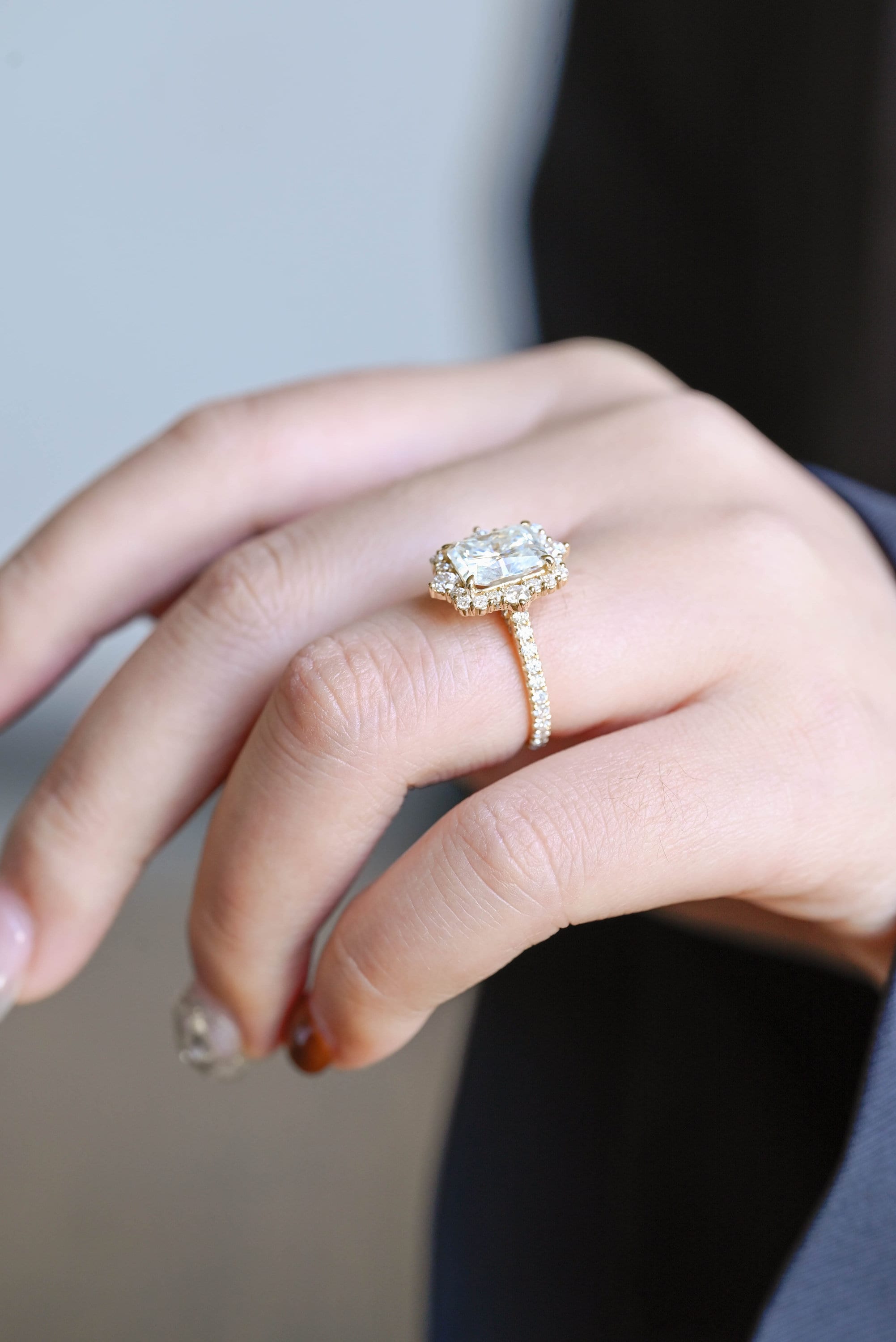 bridal cluster moissanite engagement ring 1ct