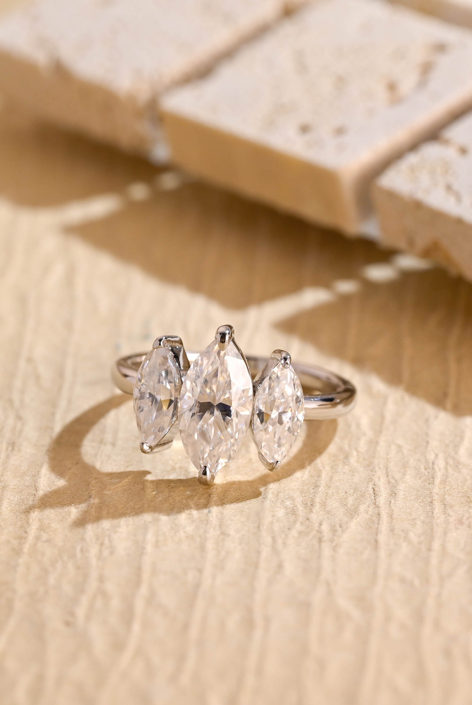 1 Carat Marquise Cut Moissanite Ring