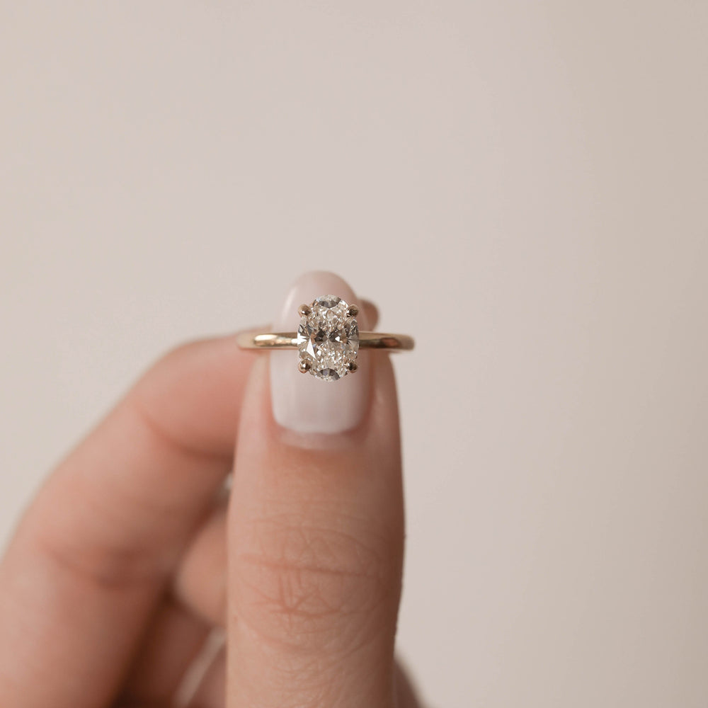 1.20CT Oval Hidden Halo Moissanite Diamond Engagement Ring