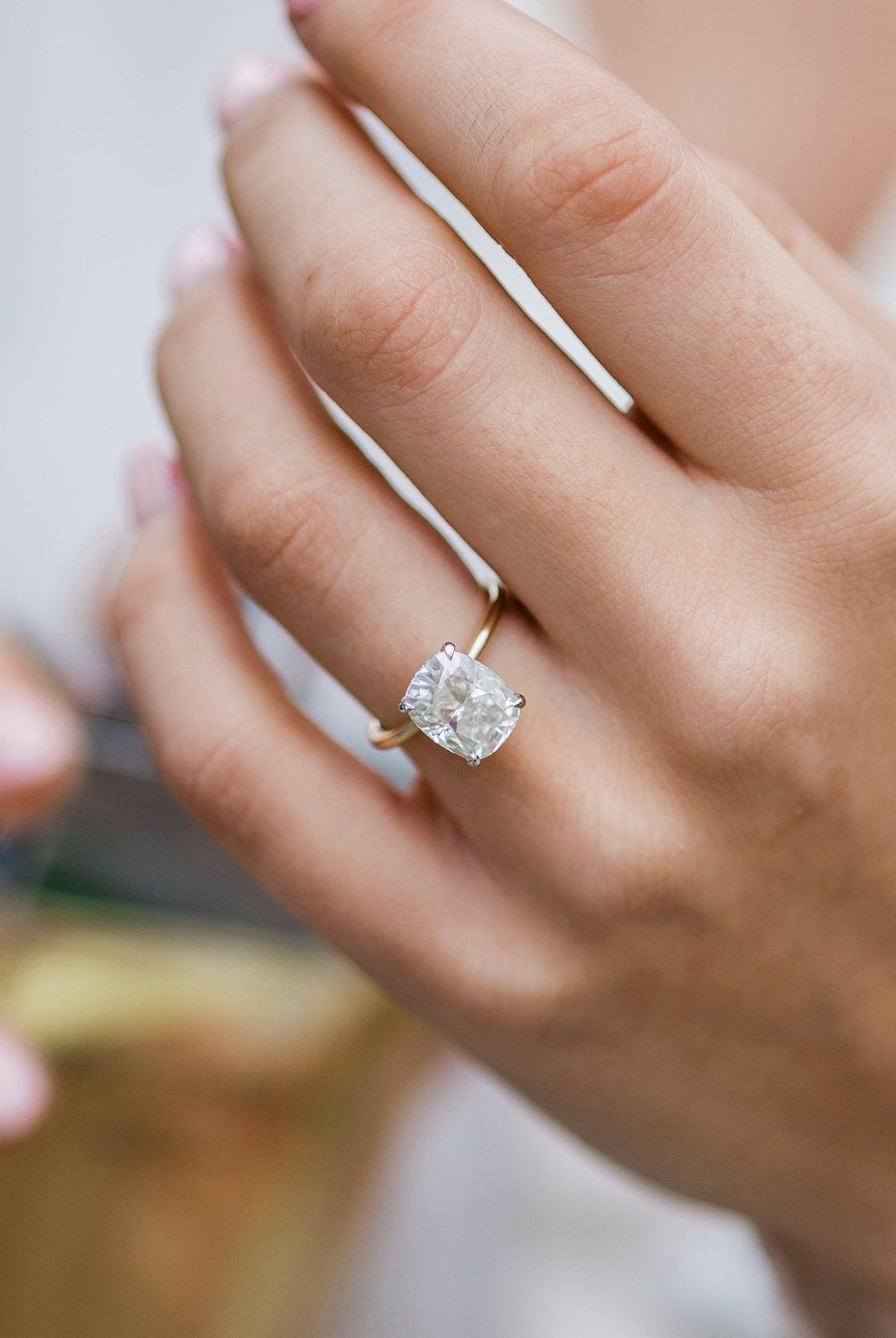 Cushion Cut Moissanite Engagement Ring