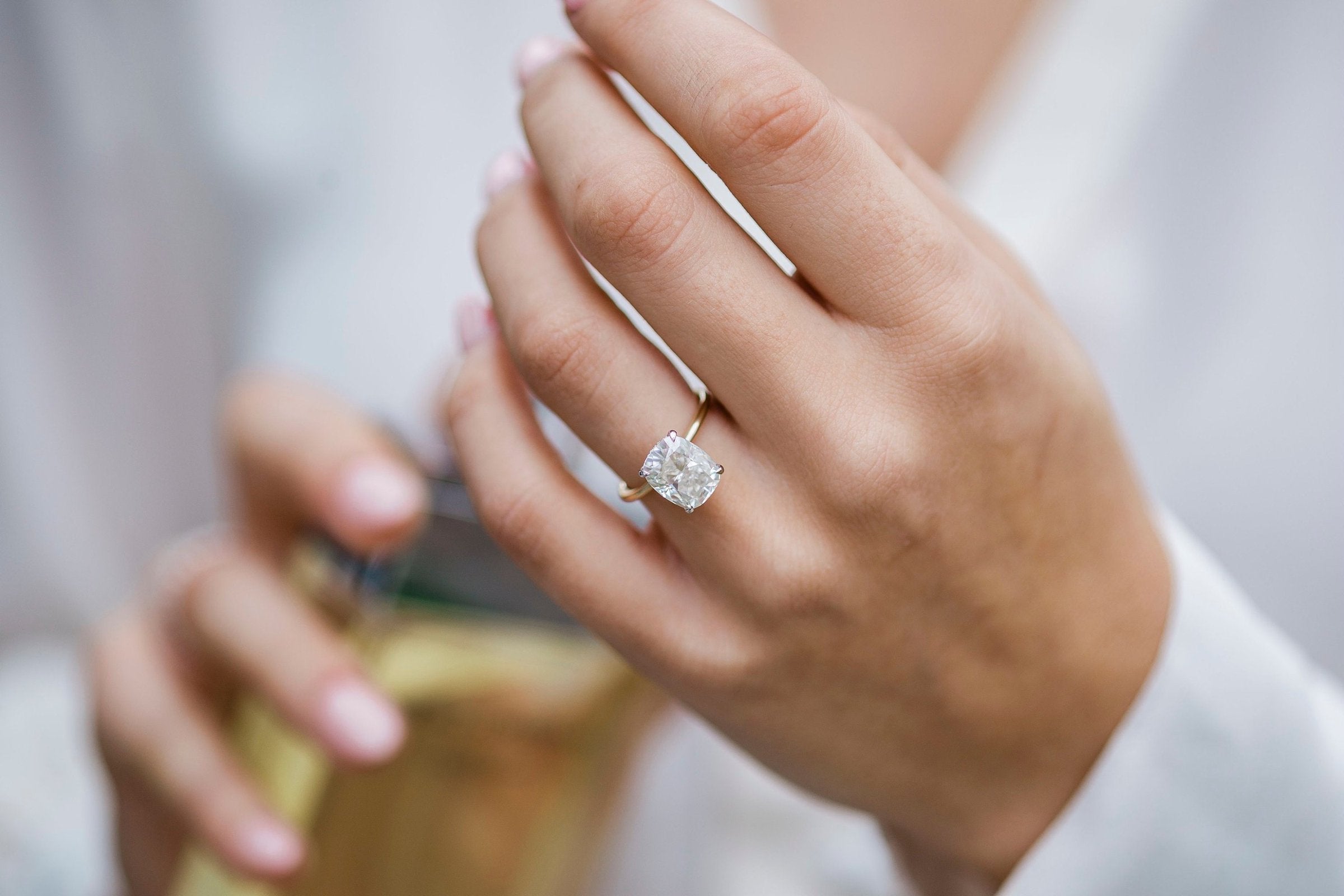 Cushion Cut Moissanite Engagement Ring