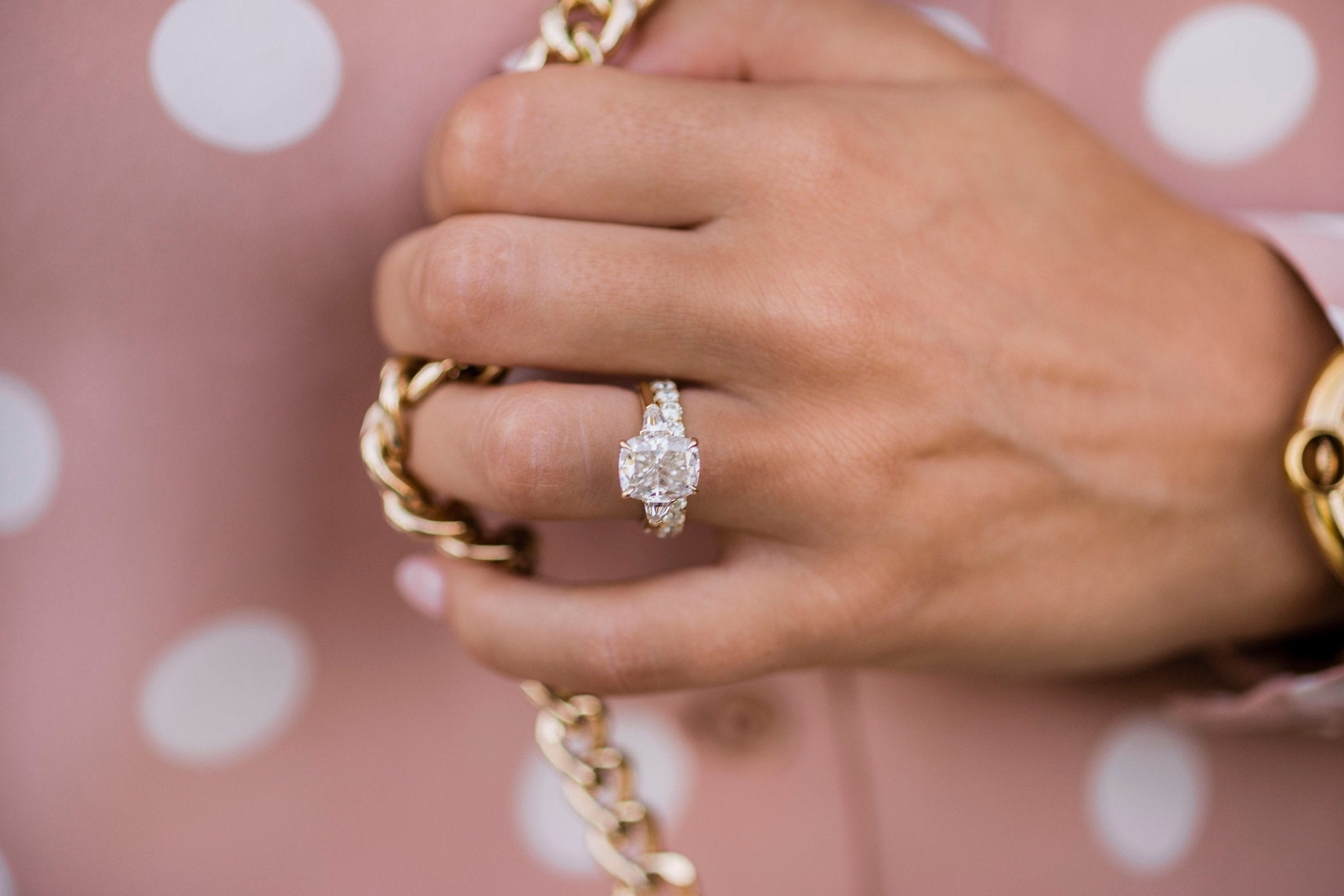 Three Stone Moissanite Engagement Ring