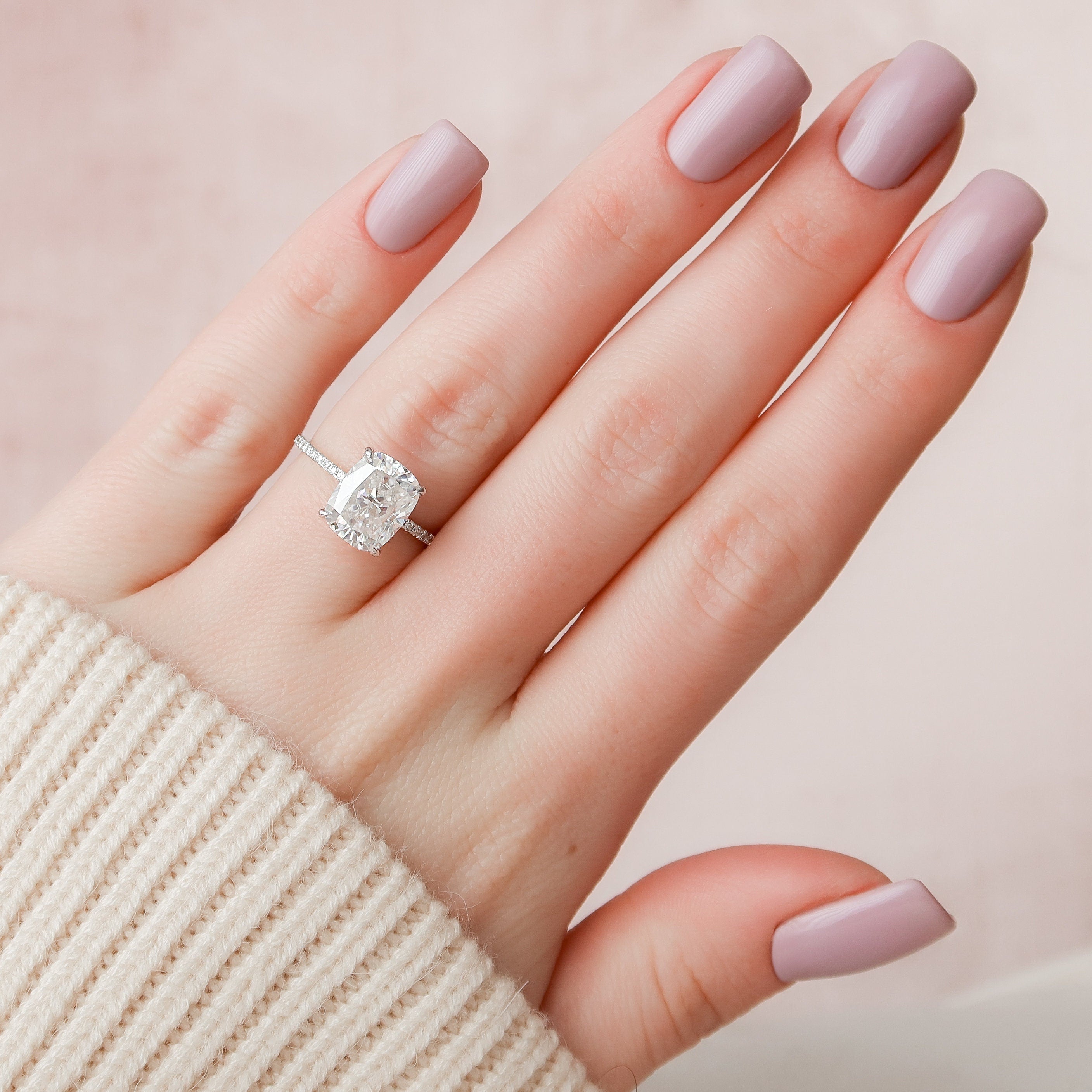 Elongated Cushion Cut Moissanite Ring