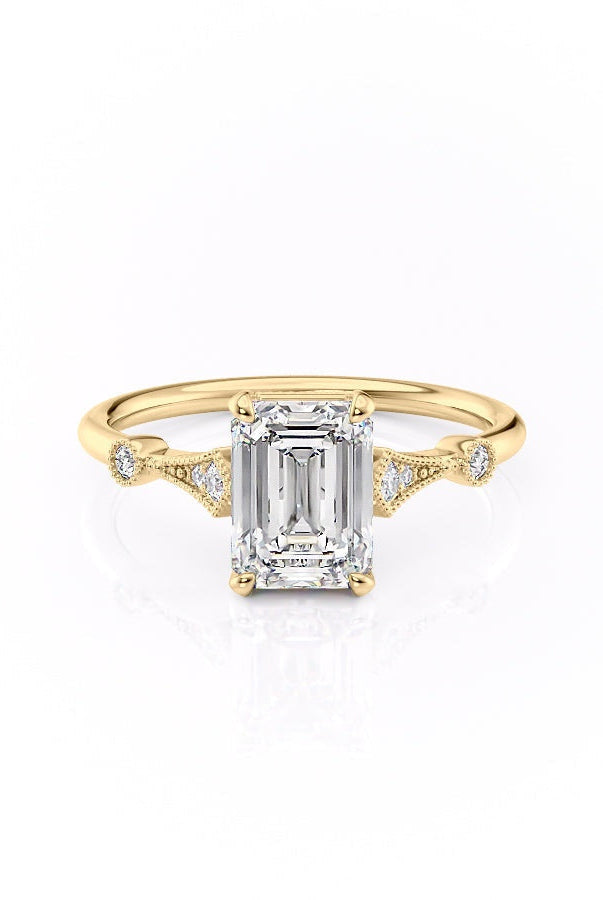 1-91-ct-emerald-cut-solitaire-milgrain-pave-set-moissanite-engagement-ring