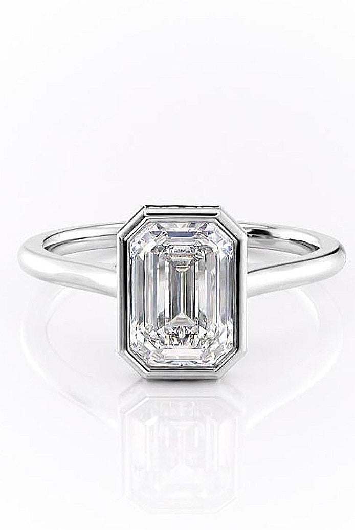 emerald-cut-bezel-solitaire-moissanite-engagement-ring