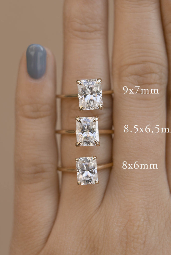 1.70ct Radiant Four Prong Moissanite Diamond Solitaire Engagement Ring