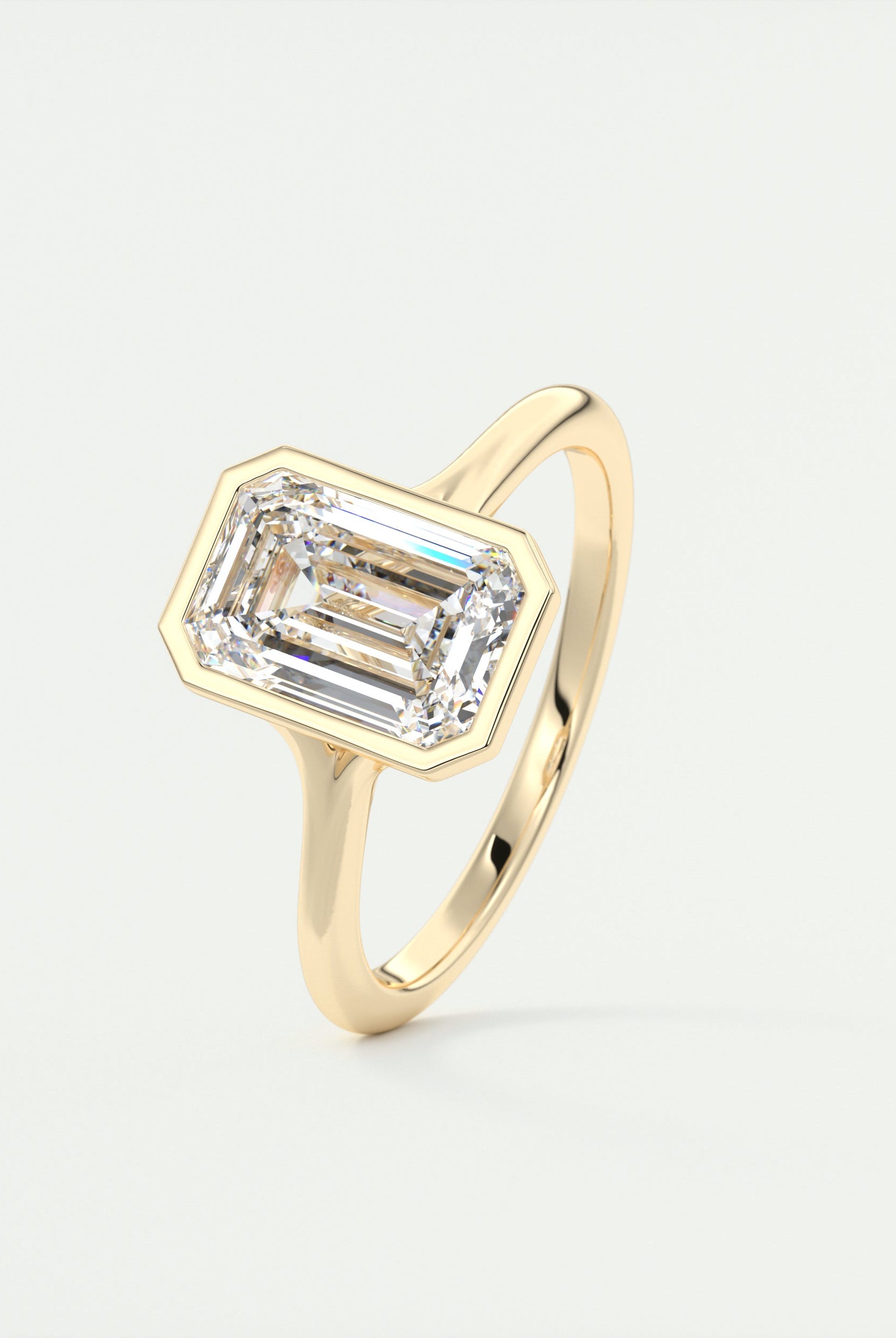 Emerald Cut Bezel Engagement Ring