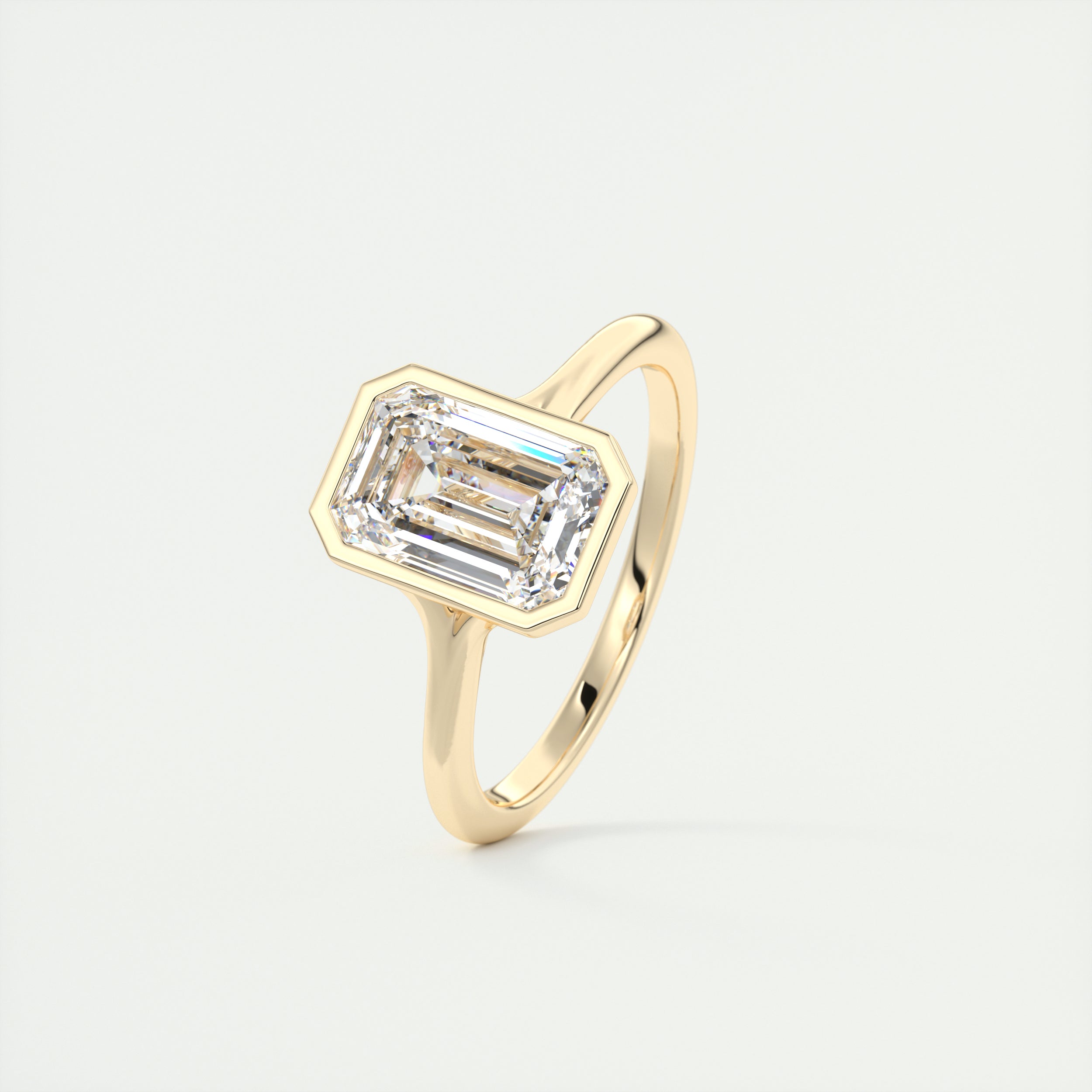 Emerald Cut Bezel Engagement Ring