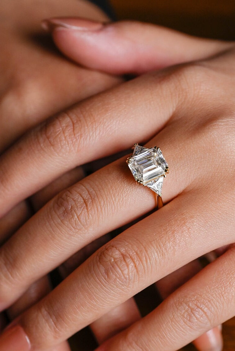 Emerald Side Stone Ring