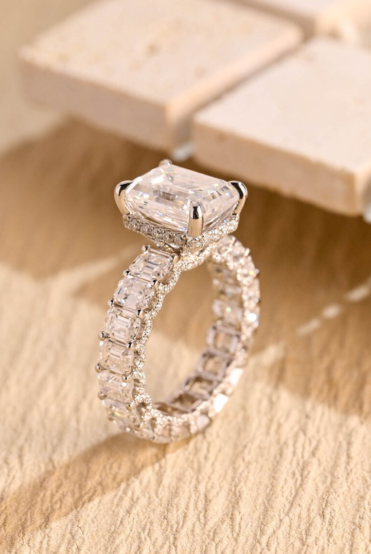 Emerald Cut Pave Ring